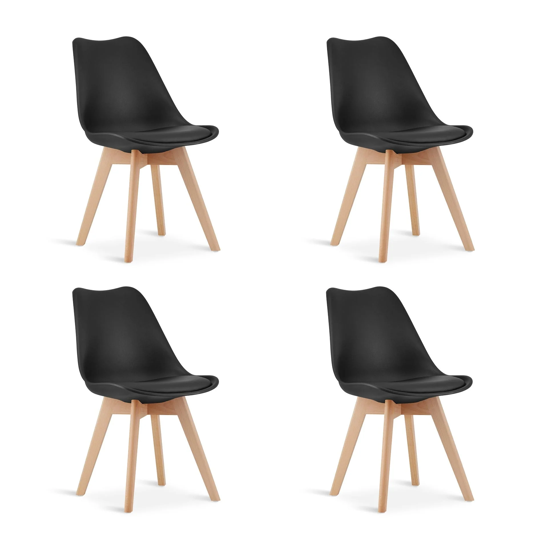Evelyn Dining Chair Padded - Set of 4 - Black - Image 4