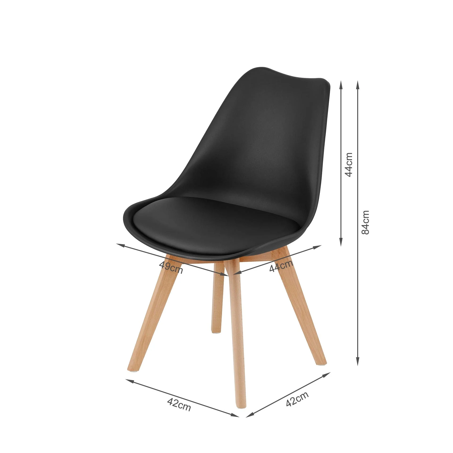 Evelyn Dining Chair Padded - Set of 4 - Black - Image 8