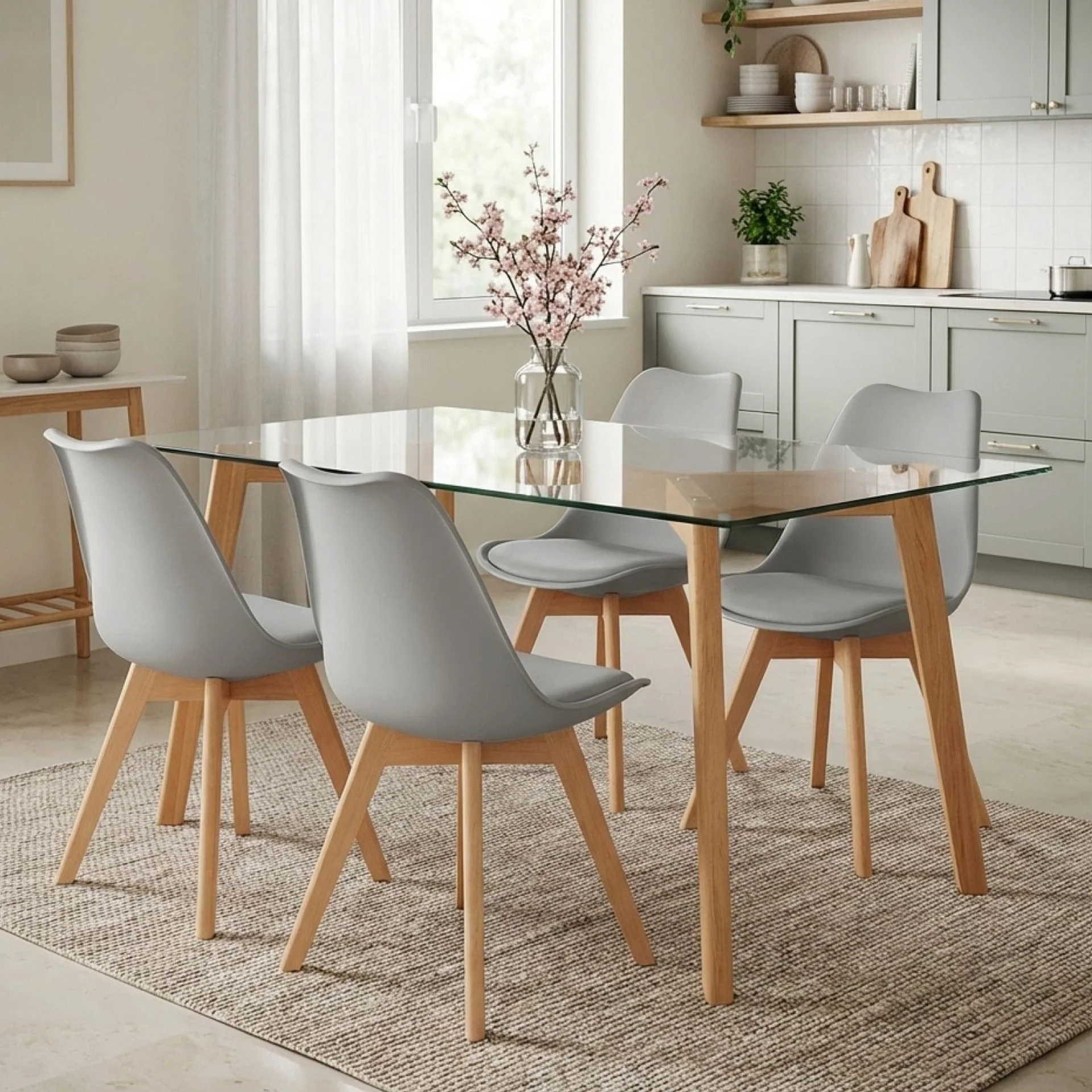 Evelyn Dining Chair Padded - Set of 4 - Grey - Image 2