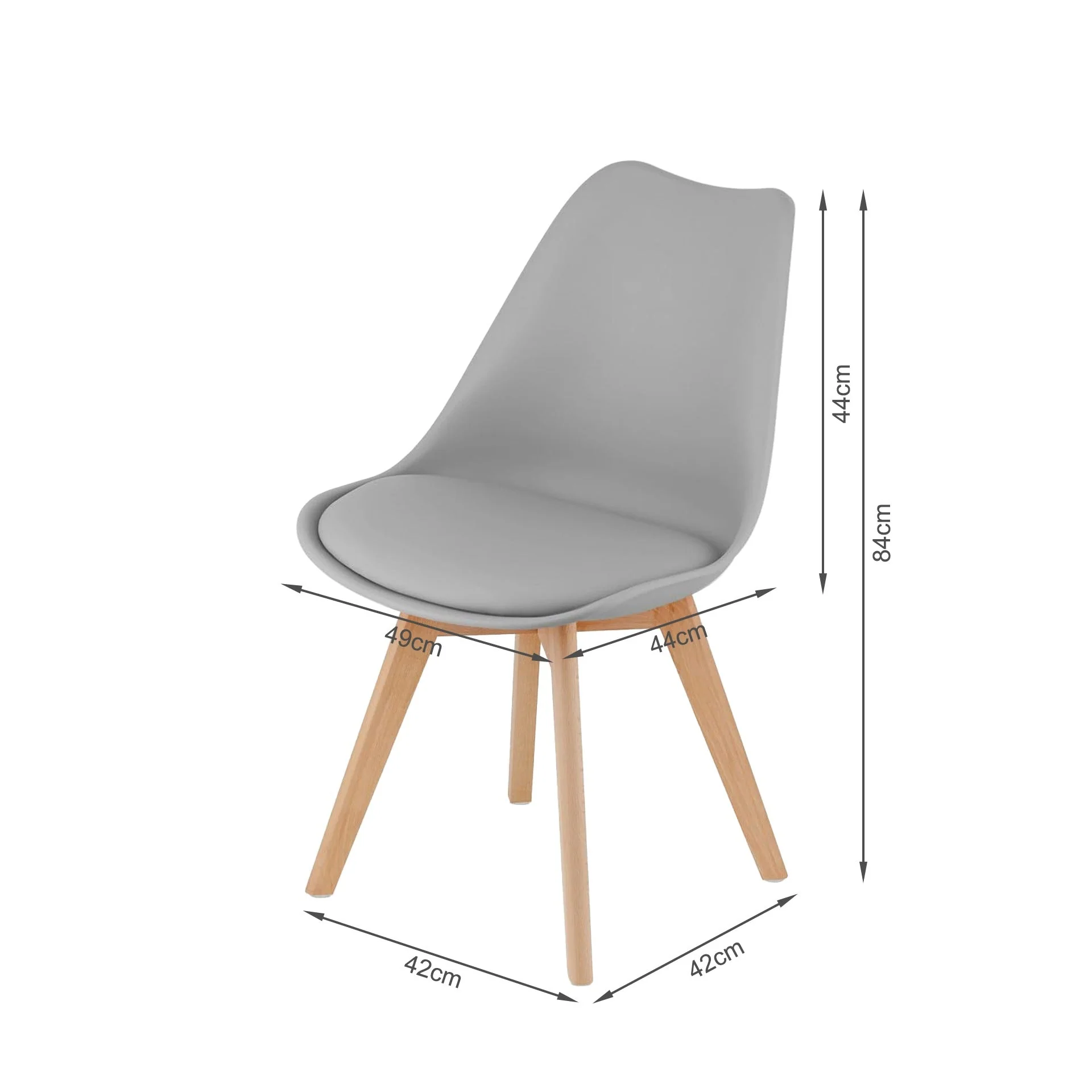 Evelyn Dining Chair Padded - Set of 4 - Grey - Image 8
