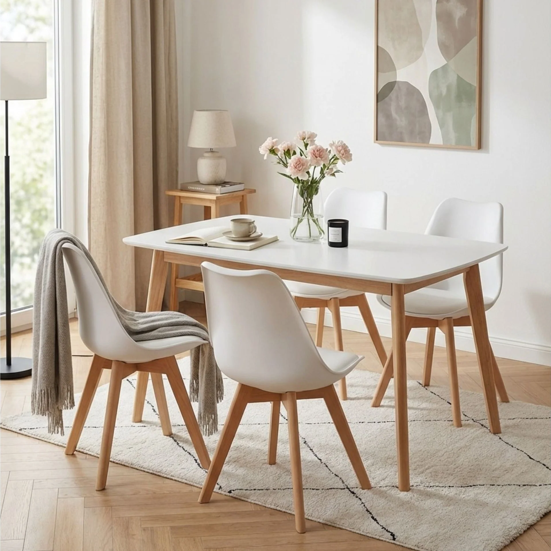 Evelyn Dining Chair Padded - Set of 4 - White - Image 2