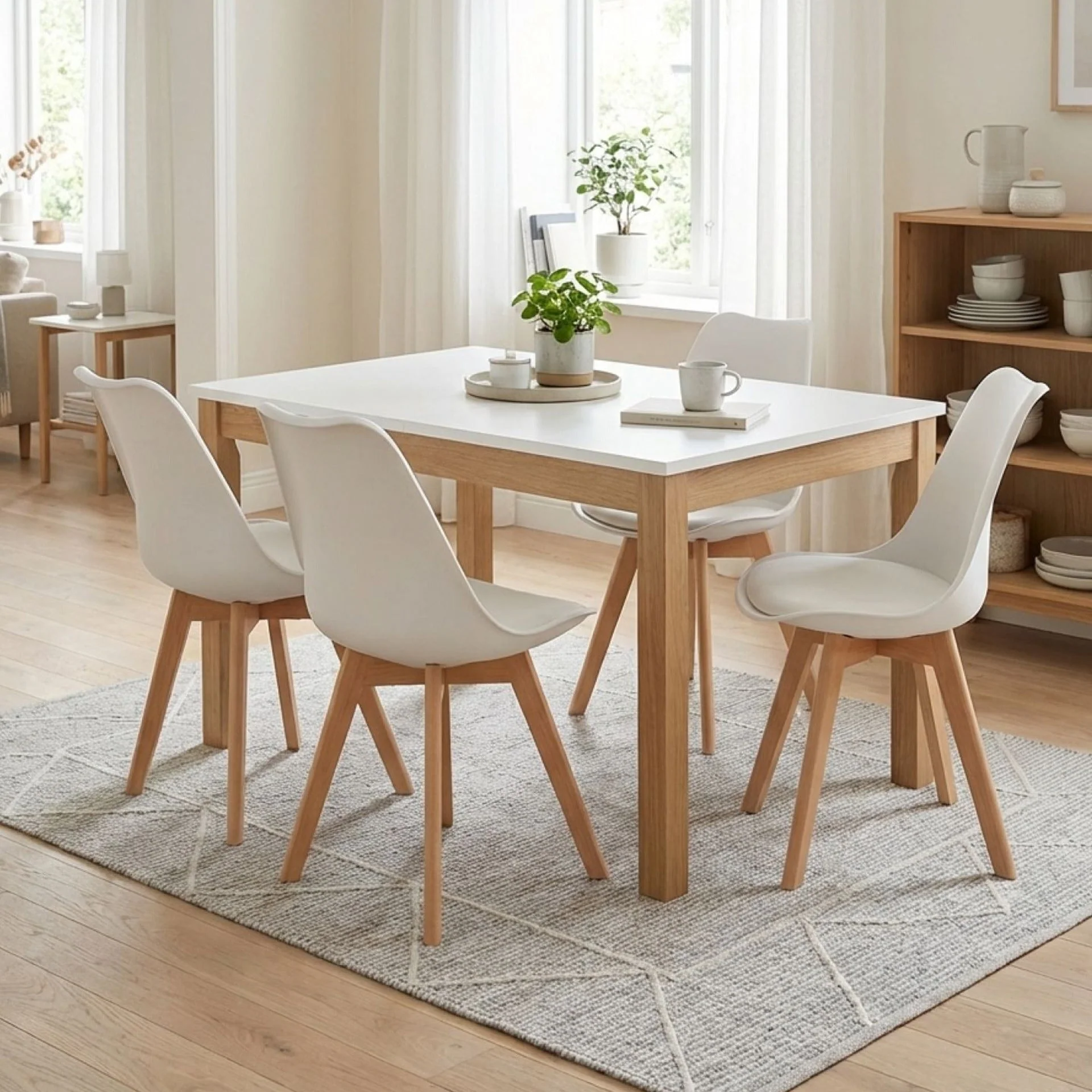 Evelyn Dining Chair Padded - Set of 4 - White - Image 3