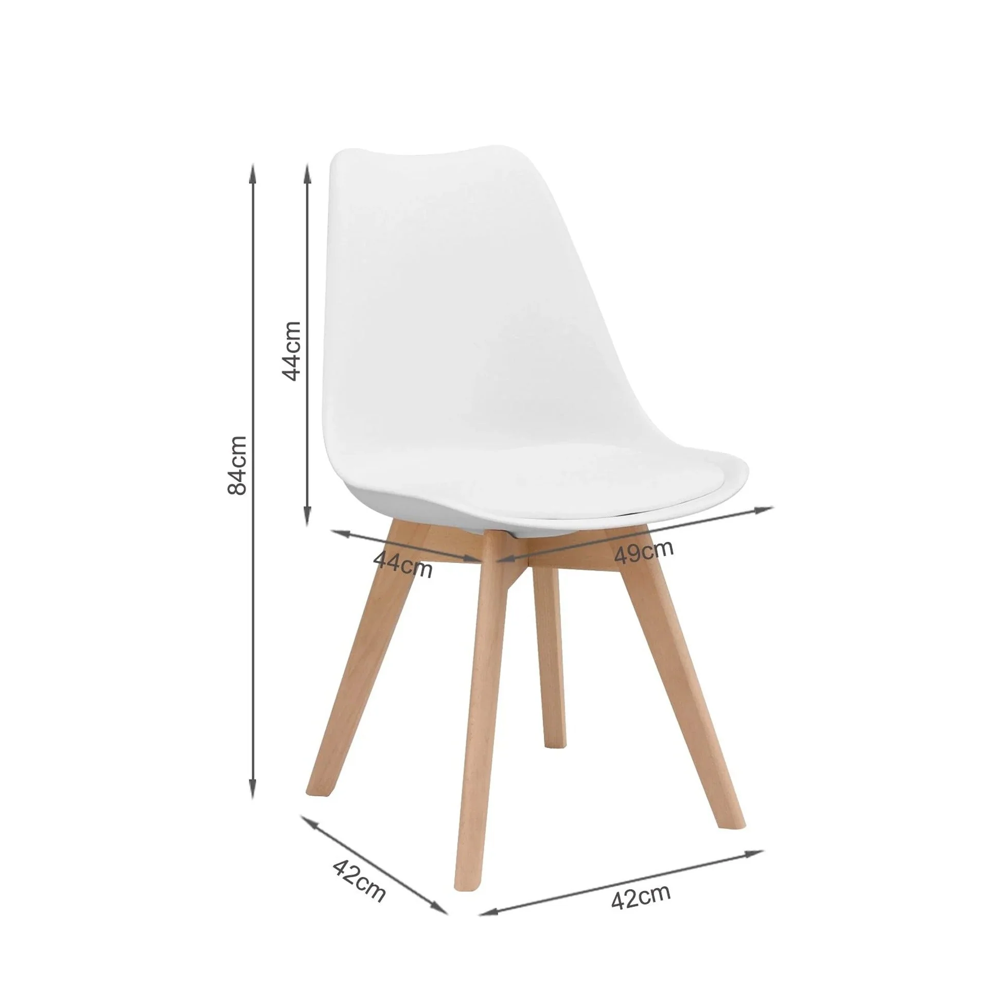 Evelyn Dining Chair Padded - Set of 4 - White - Image 6