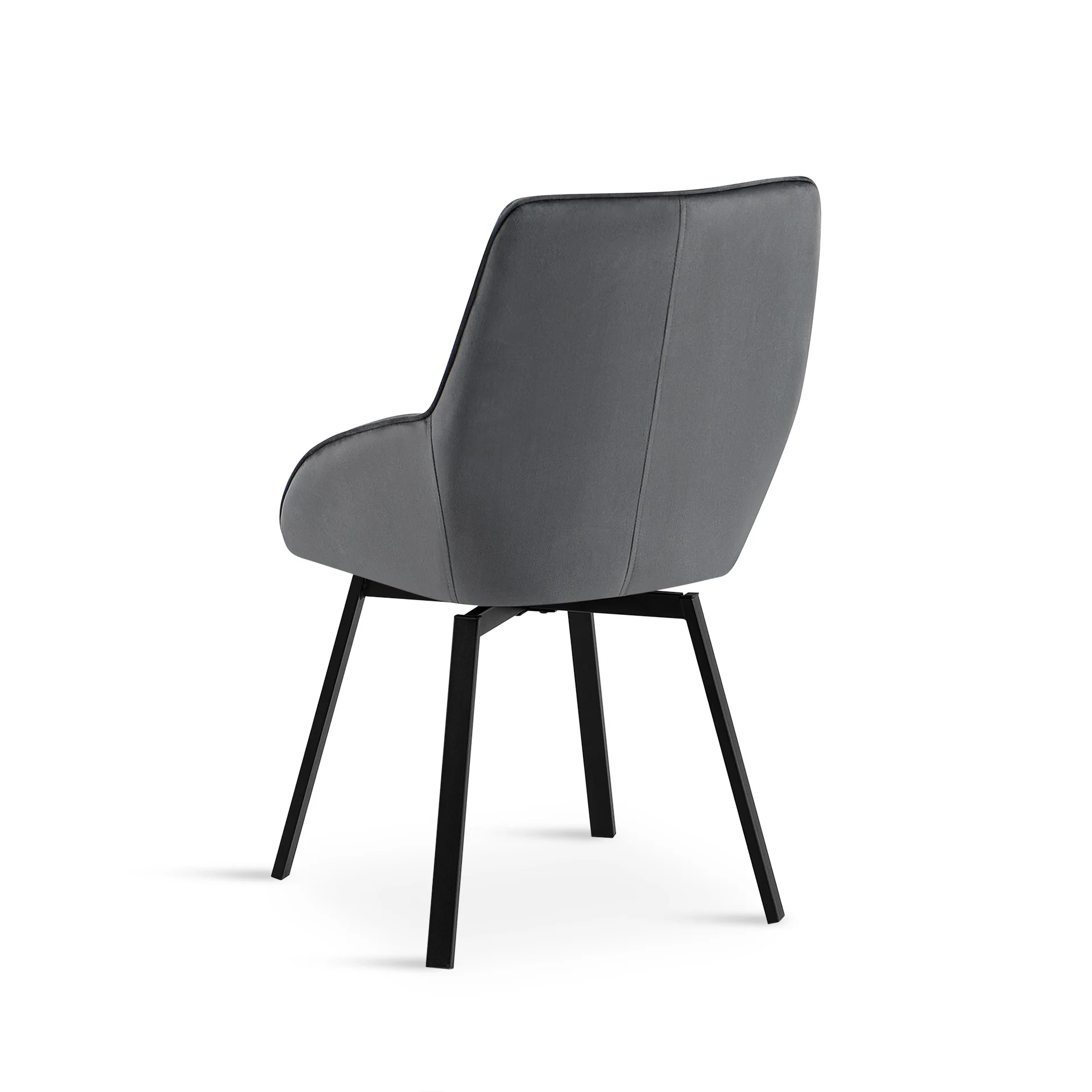 Everlow Swivel Velvet Dining Chair - Set of 2 - Dark Grey - Image 10