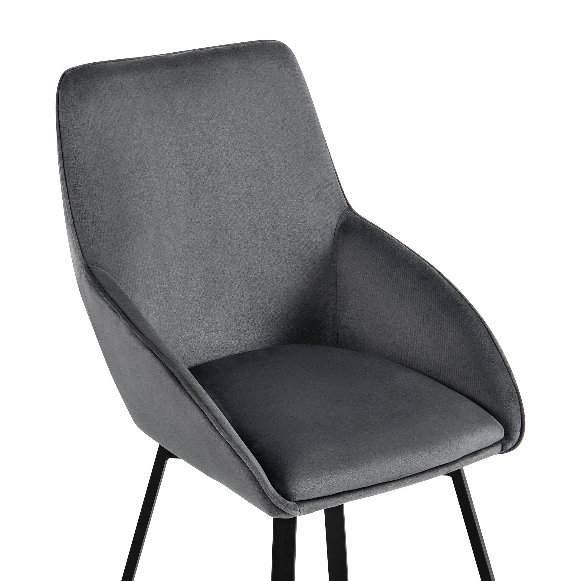 Everlow Swivel Velvet Dining Chair - Set of 2 - Dark Grey - Image 11