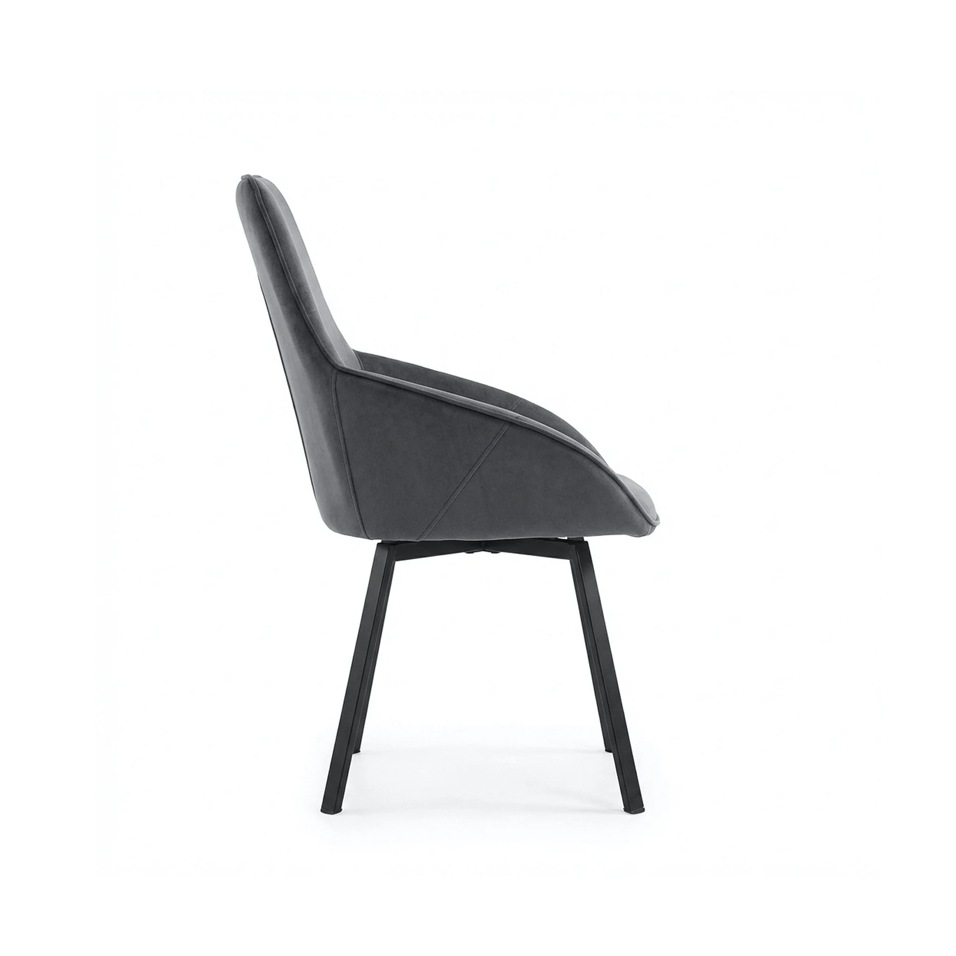 Everlow Swivel Velvet Dining Chair - Set of 2 - Dark Grey - Image 8