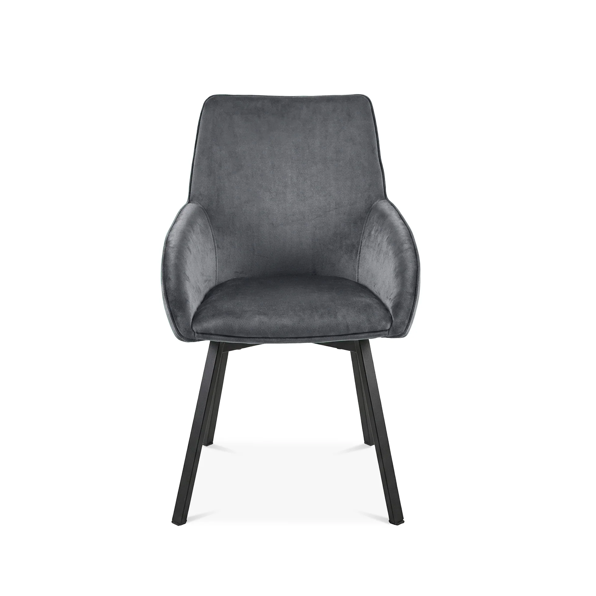 Everlow Swivel Velvet Dining Chair - Set of 2 - Dark Grey - Image 9