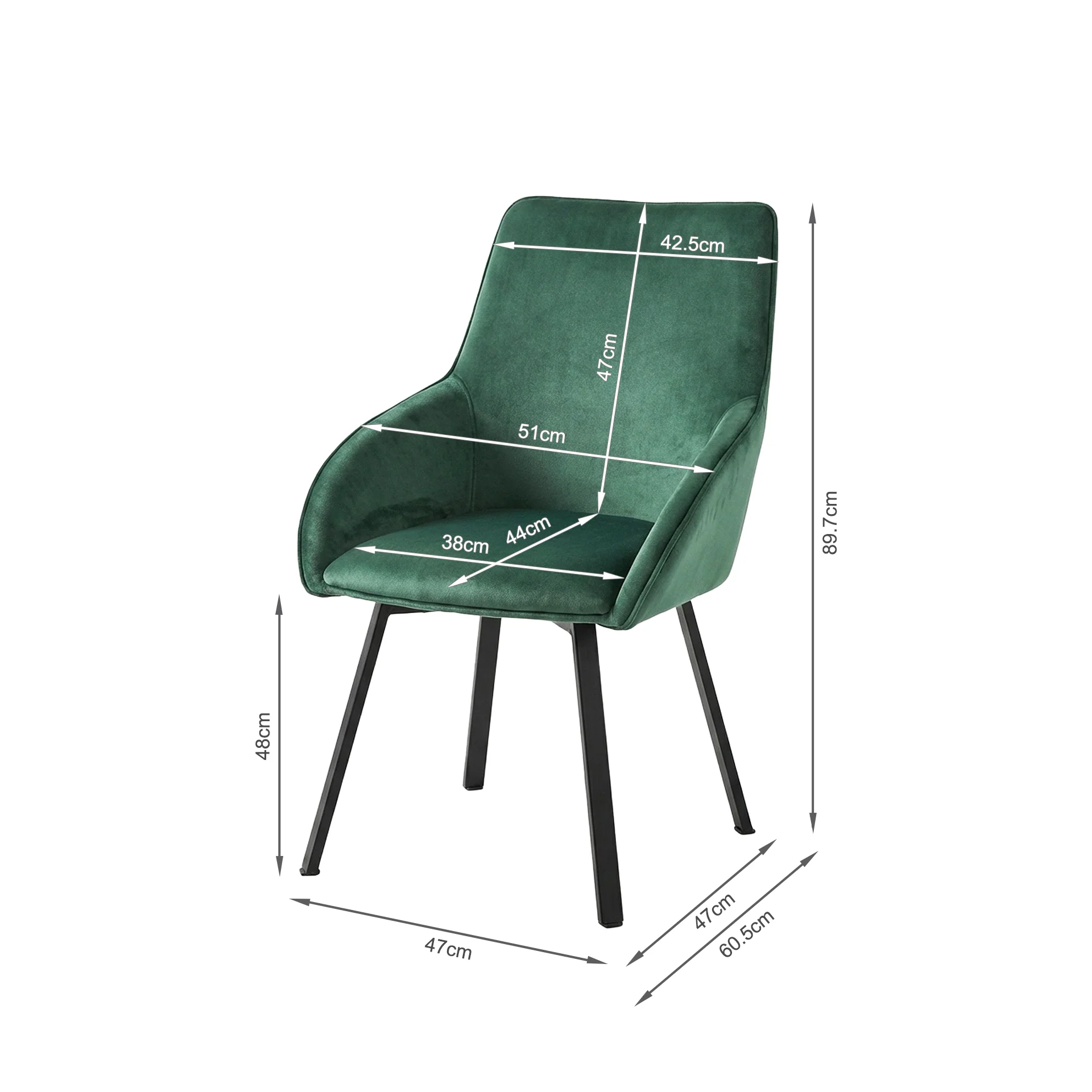 Everlow Swivel Velvet Dining Chair - Set of 2 - Green - Image 12