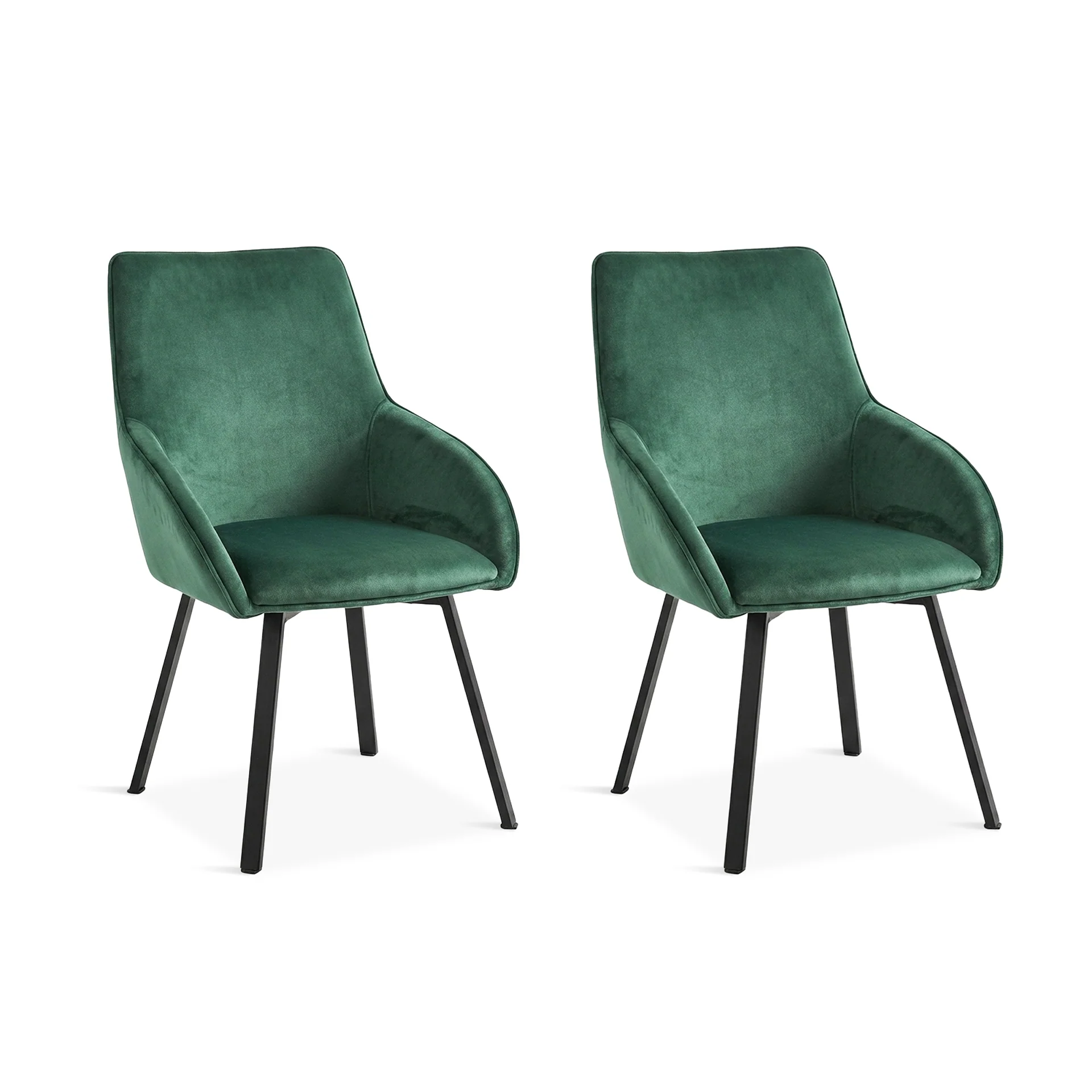 Everlow Swivel Velvet Dining Chair - Set of 2 - Green - Image 6
