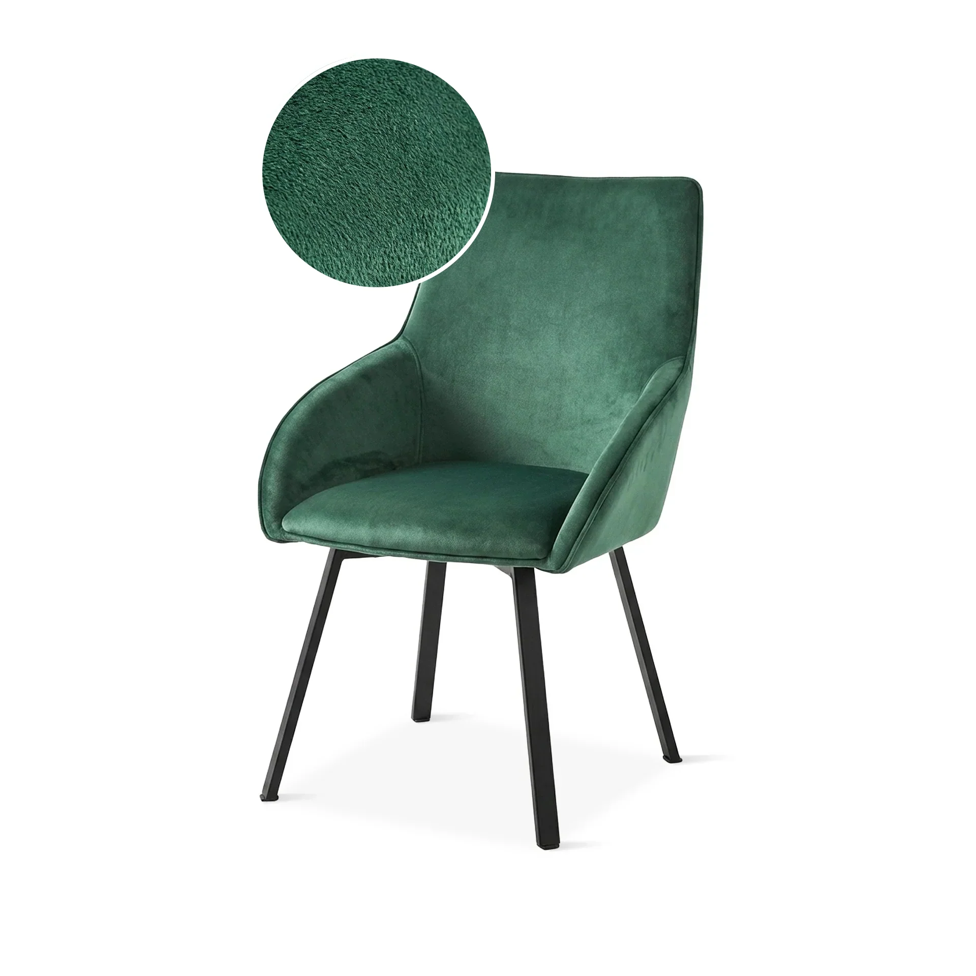 Everlow Swivel Velvet Dining Chair - Set of 2 - Green - Image 7