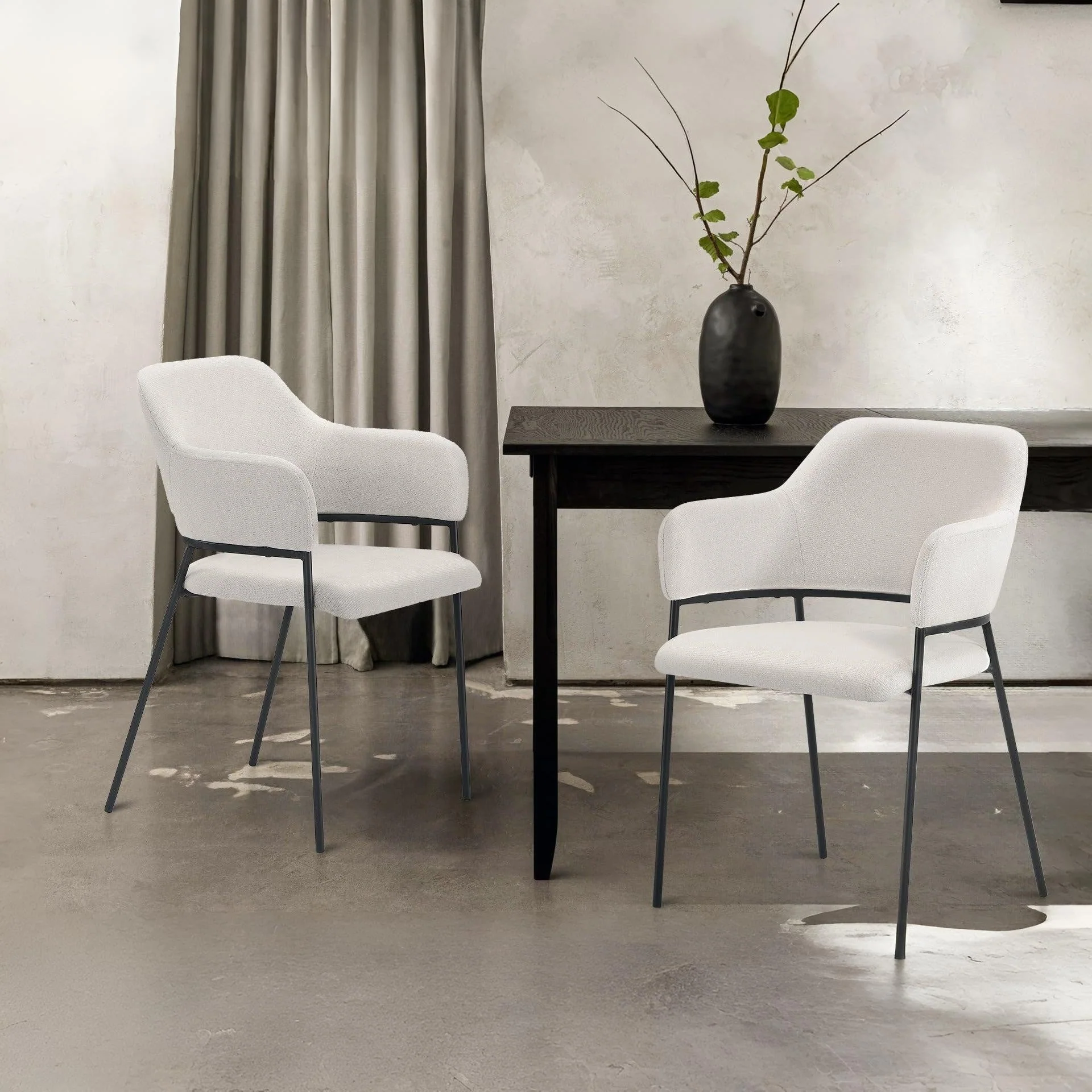 Sadie Fabric Dining Chair - Set of 2 - Grayish White