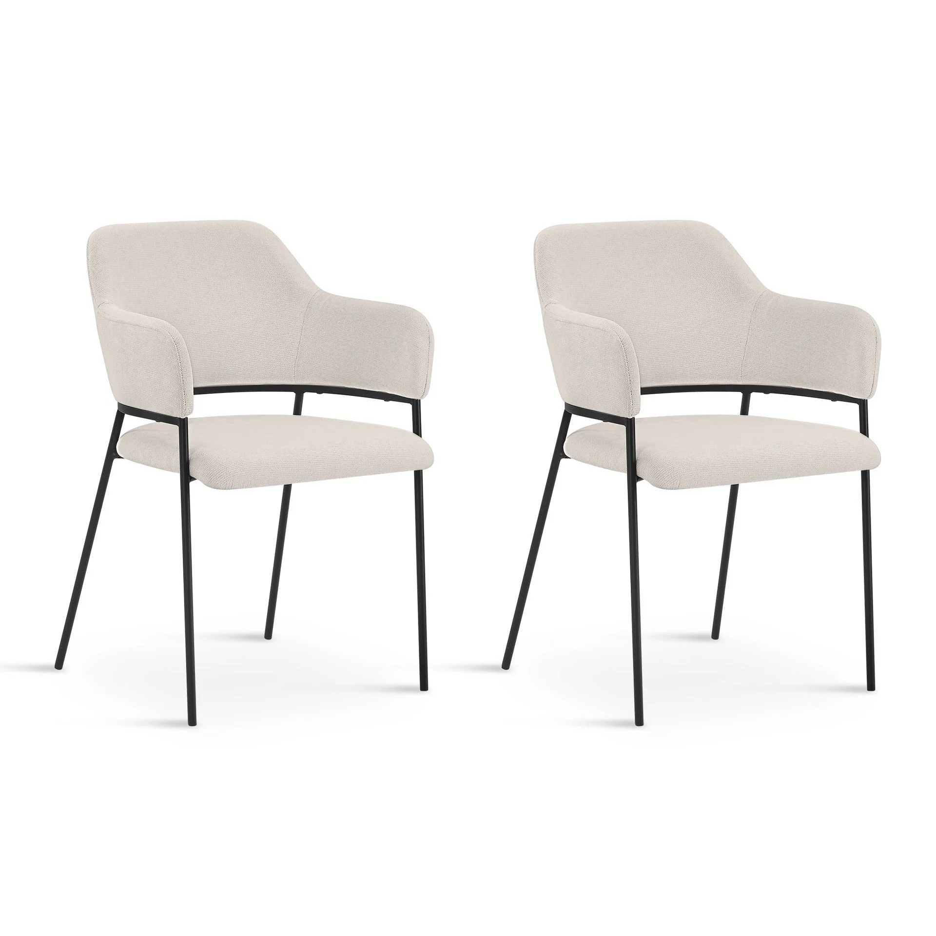 Sadie Fabric Dining Chair - Set of 2 - Grayish White - Image 2