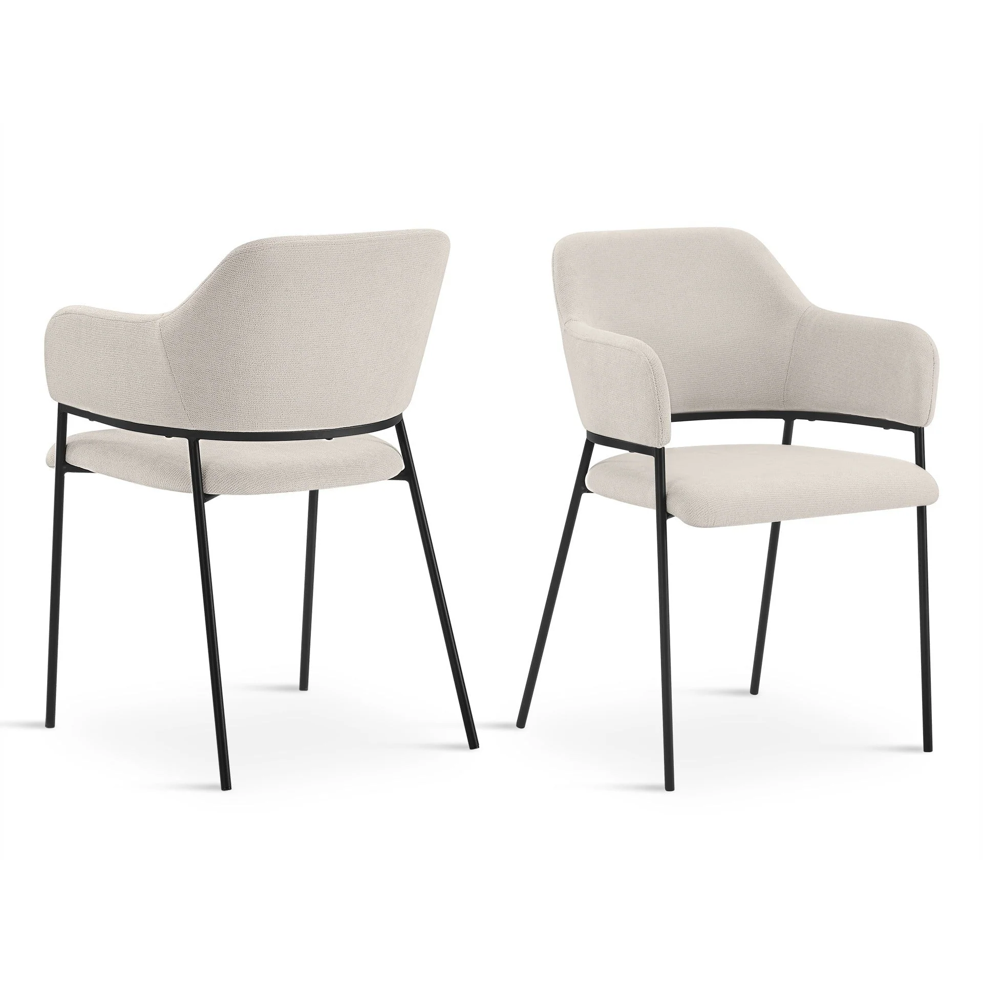 Sadie Fabric Dining Chair - Set of 2 - Grayish White - Image 3