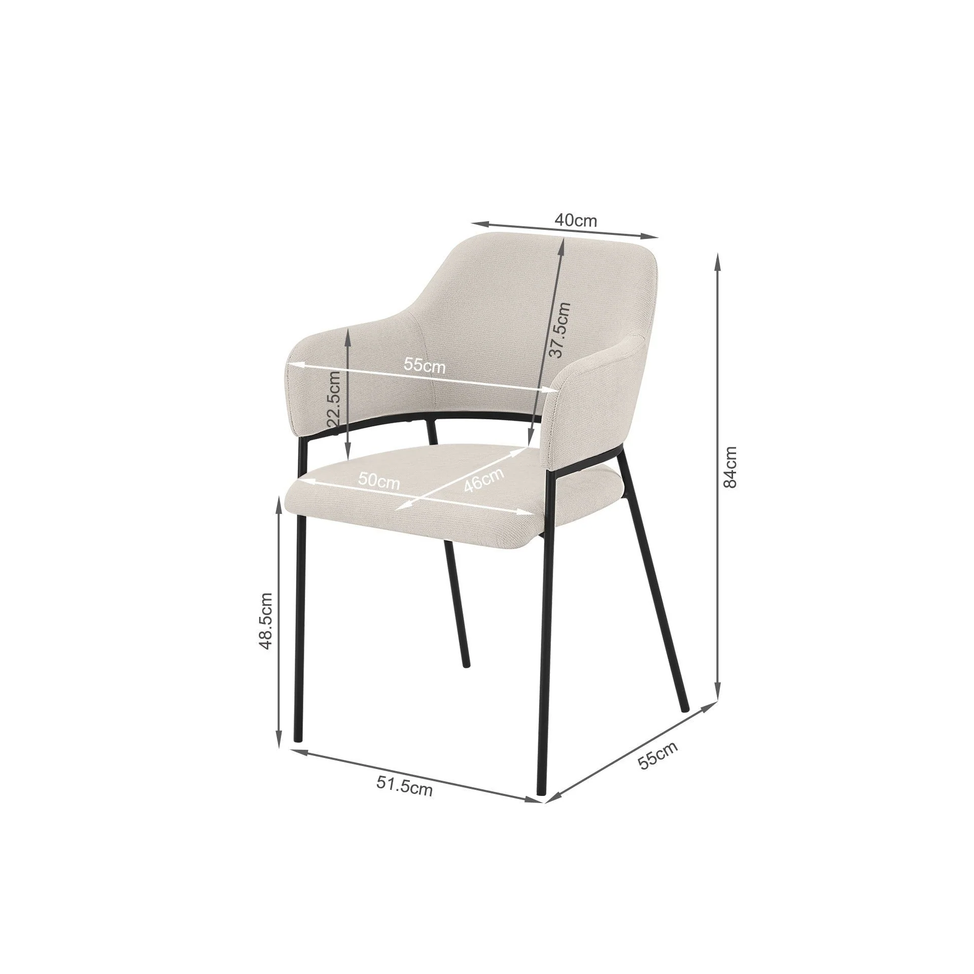 Sadie Fabric Dining Chair - Set of 2 - Grayish White - Image 7