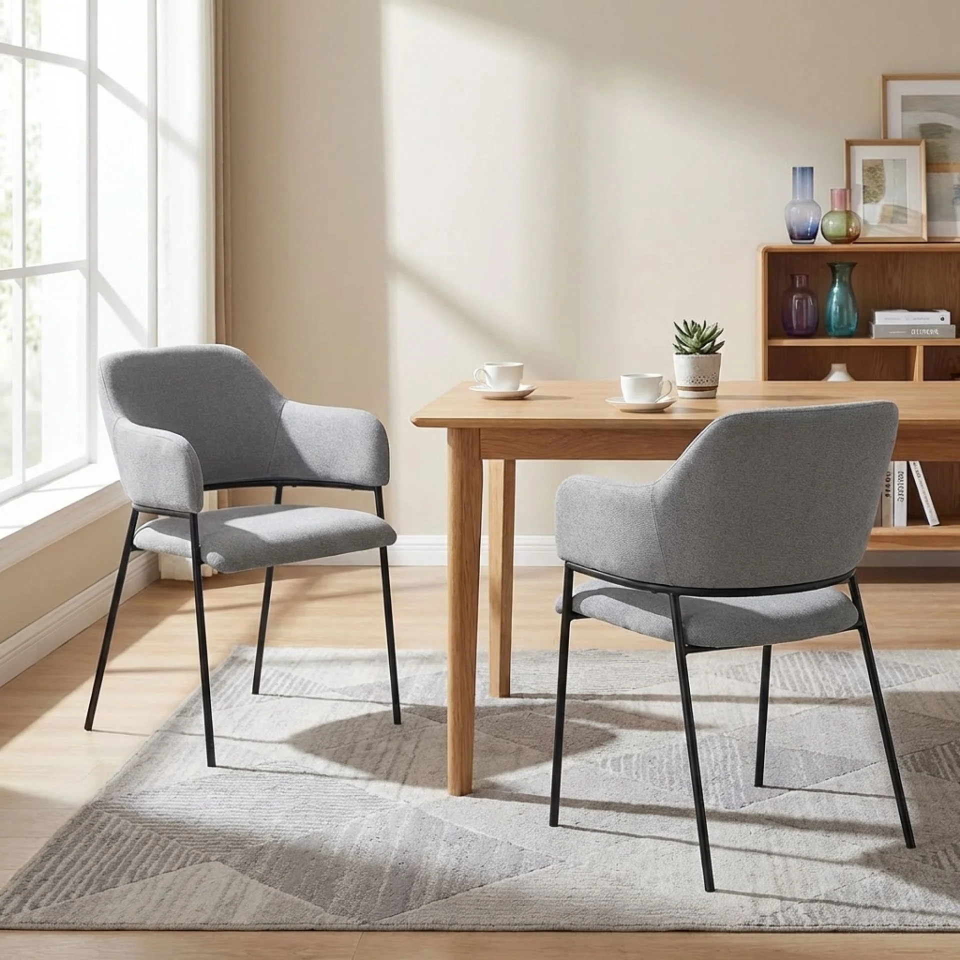 Sadie Fabric Dining Chair - Set of 2 - Light Grey