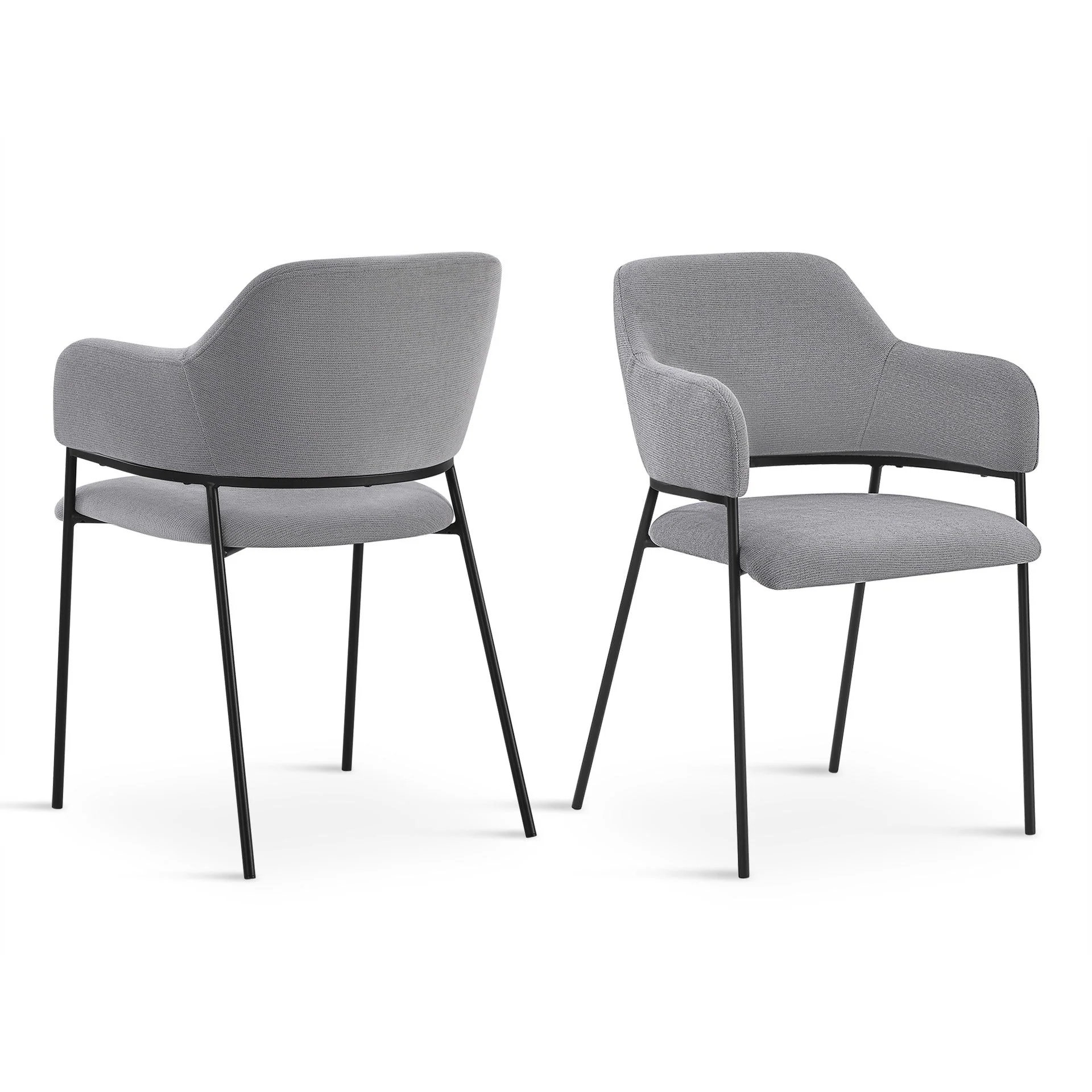 Sadie Fabric Dining Chair - Set of 2 - Light Grey - Image 11