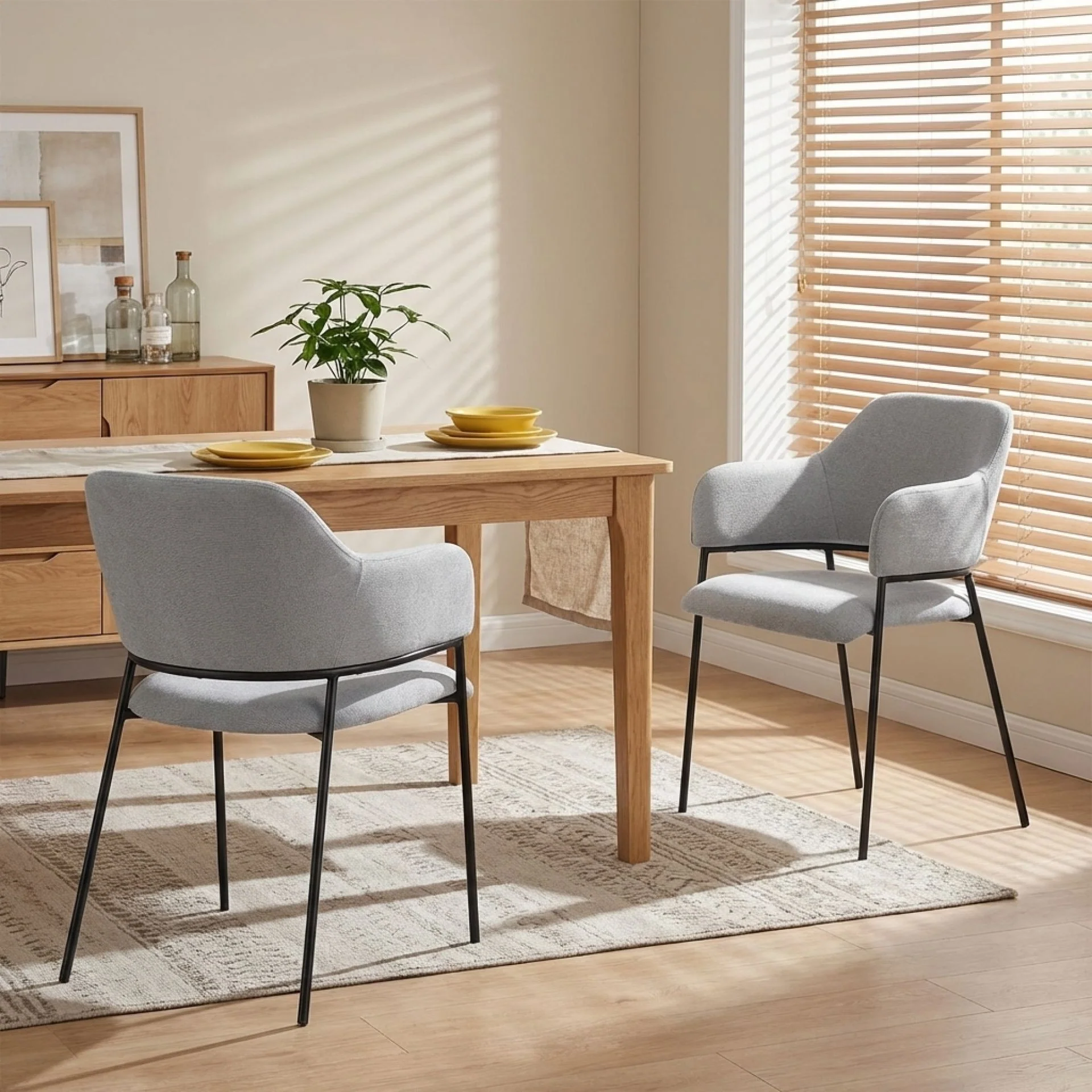 Sadie Fabric Dining Chair - Set of 2 - Light Grey - Image 2