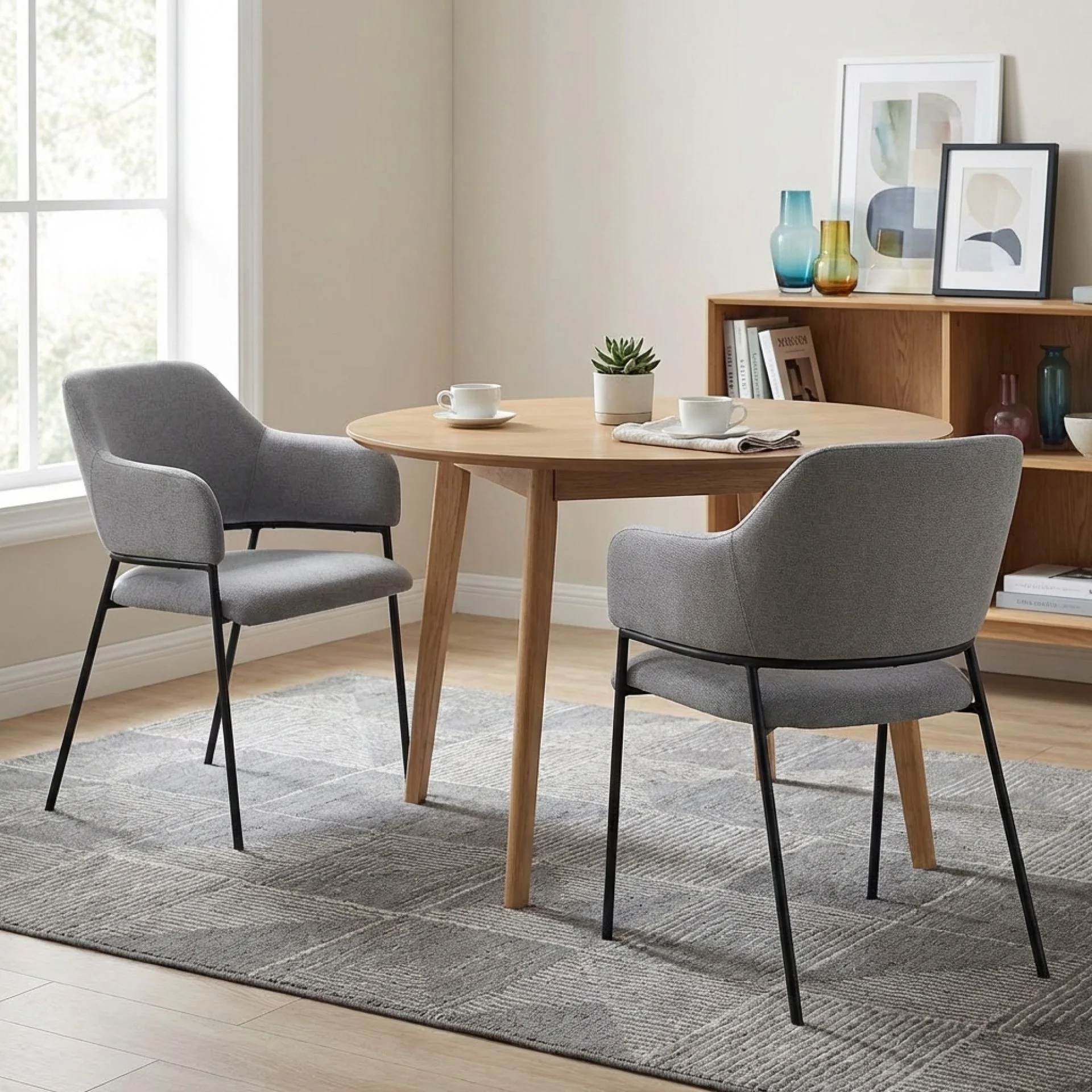 Sadie Fabric Dining Chair - Set of 2 - Light Grey - Image 4
