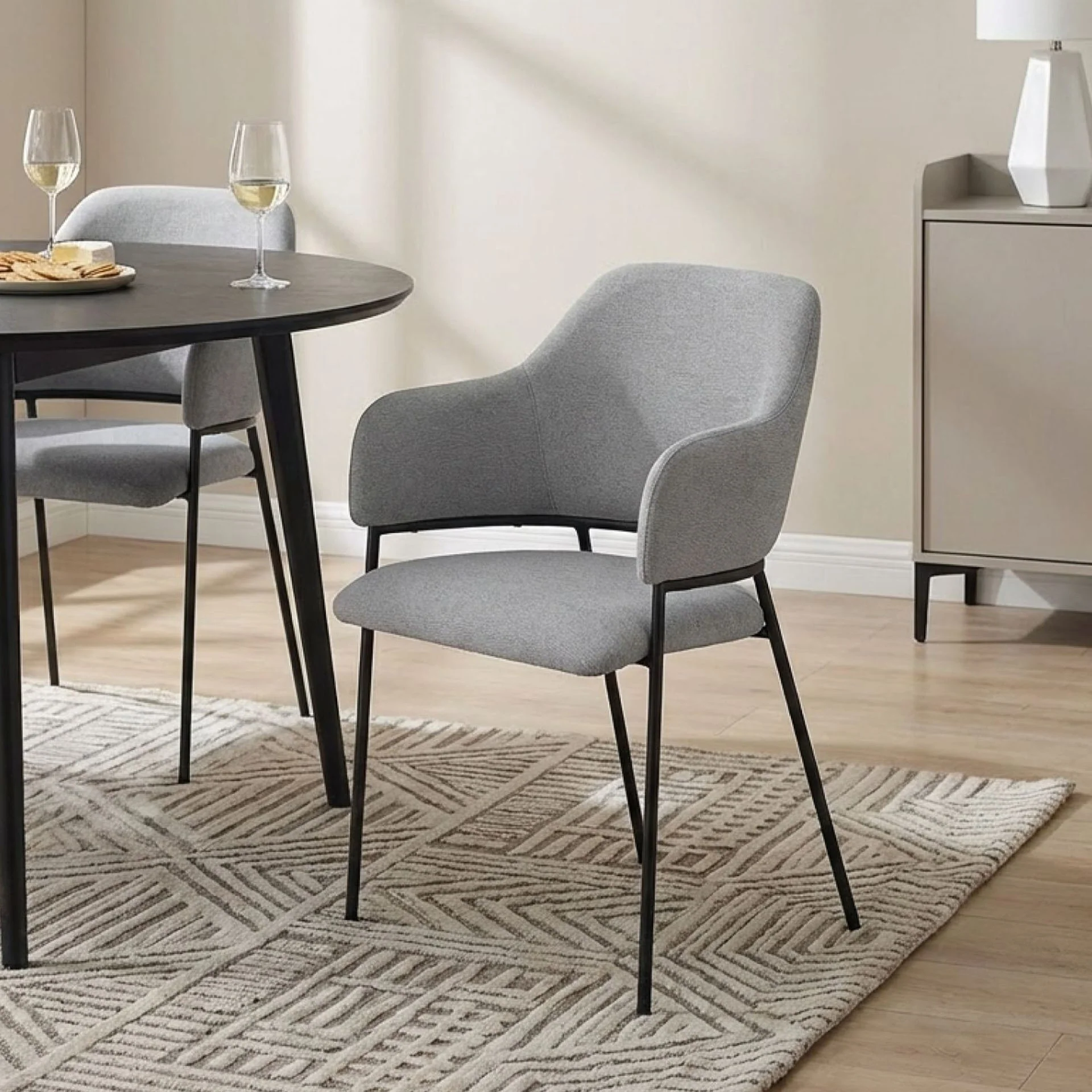 Sadie Fabric Dining Chair - Set of 2 - Light Grey - Image 6