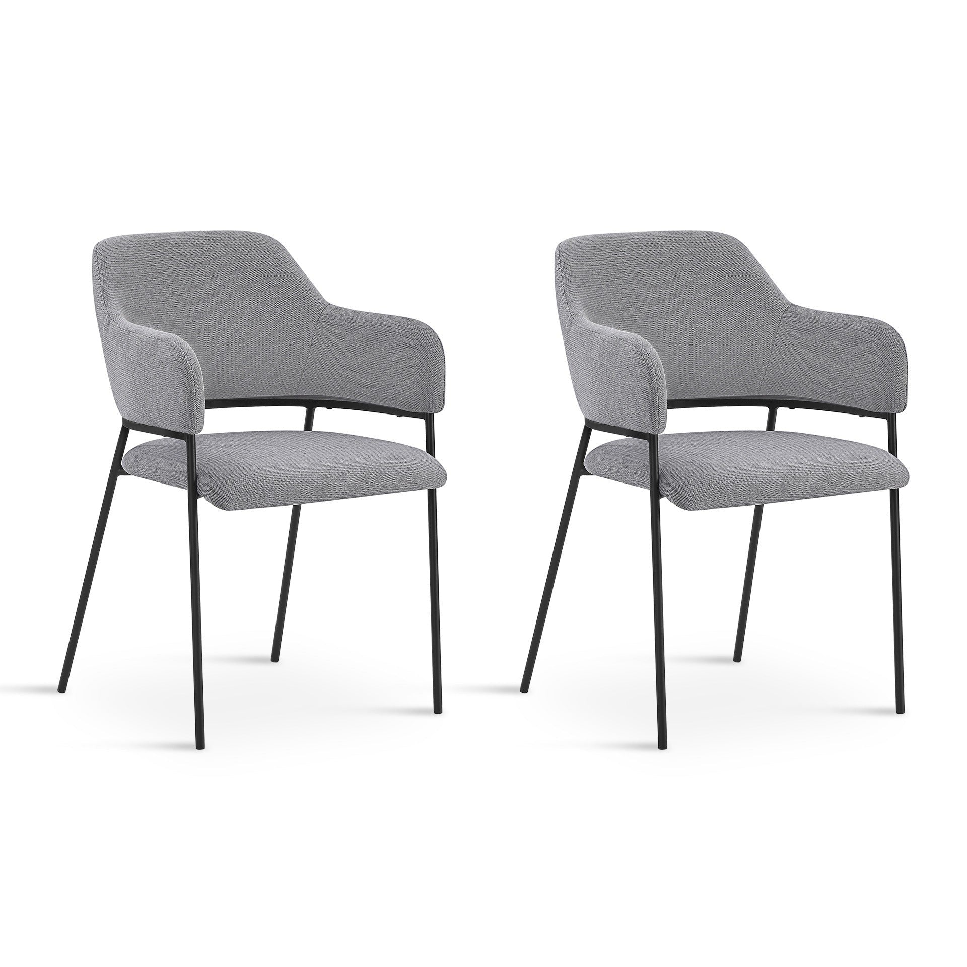 Sadie Fabric Dining Chair - Set of 2 - Light Grey - Image 8