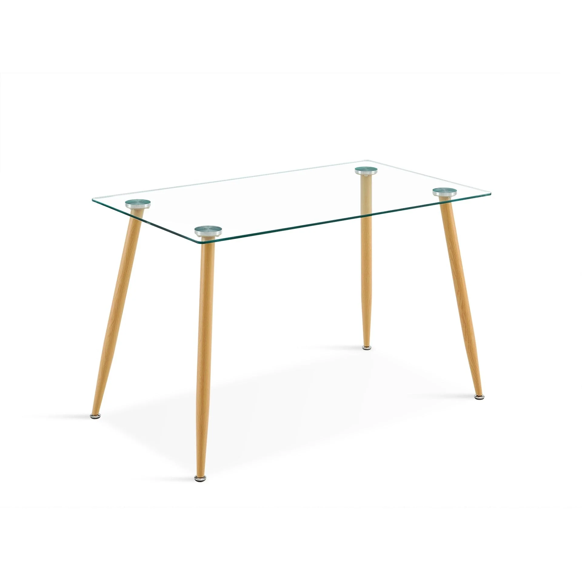 Fen Tempered Glass Top Dining Table 120 x 70cm - Oak - Image 4