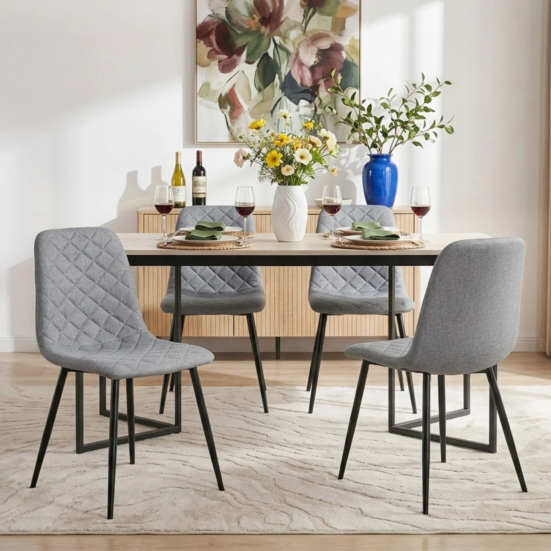 Fika Linen Dining Chair - Set of 4 - Grey