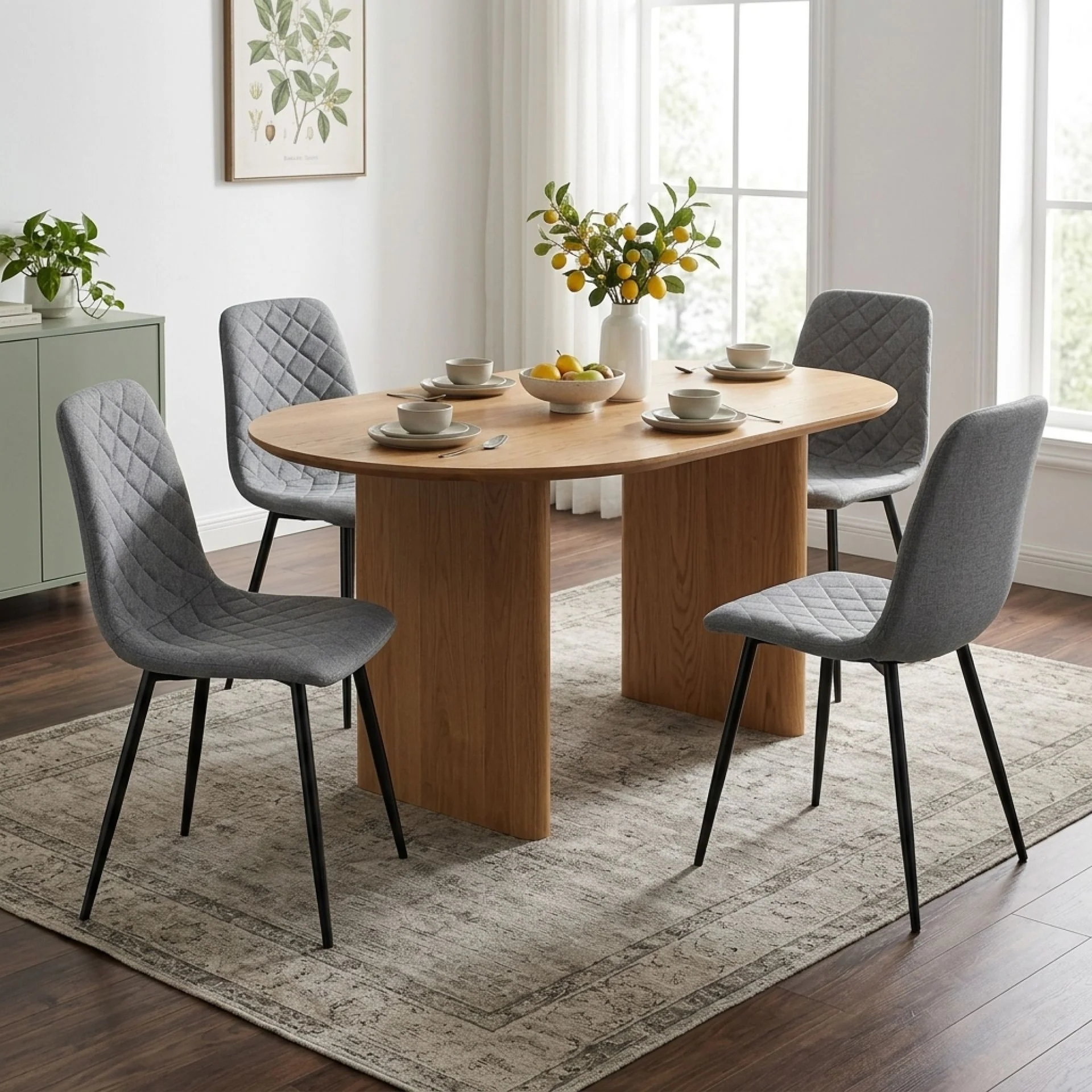 Fika Linen Dining Chair - Set of 4 - Grey - Image 3