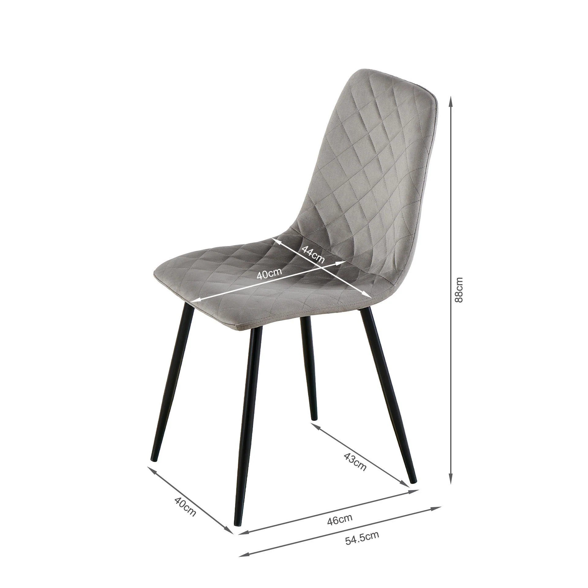 Fika Velvet Dining Chair - Set of 4 - Grey - Image 10