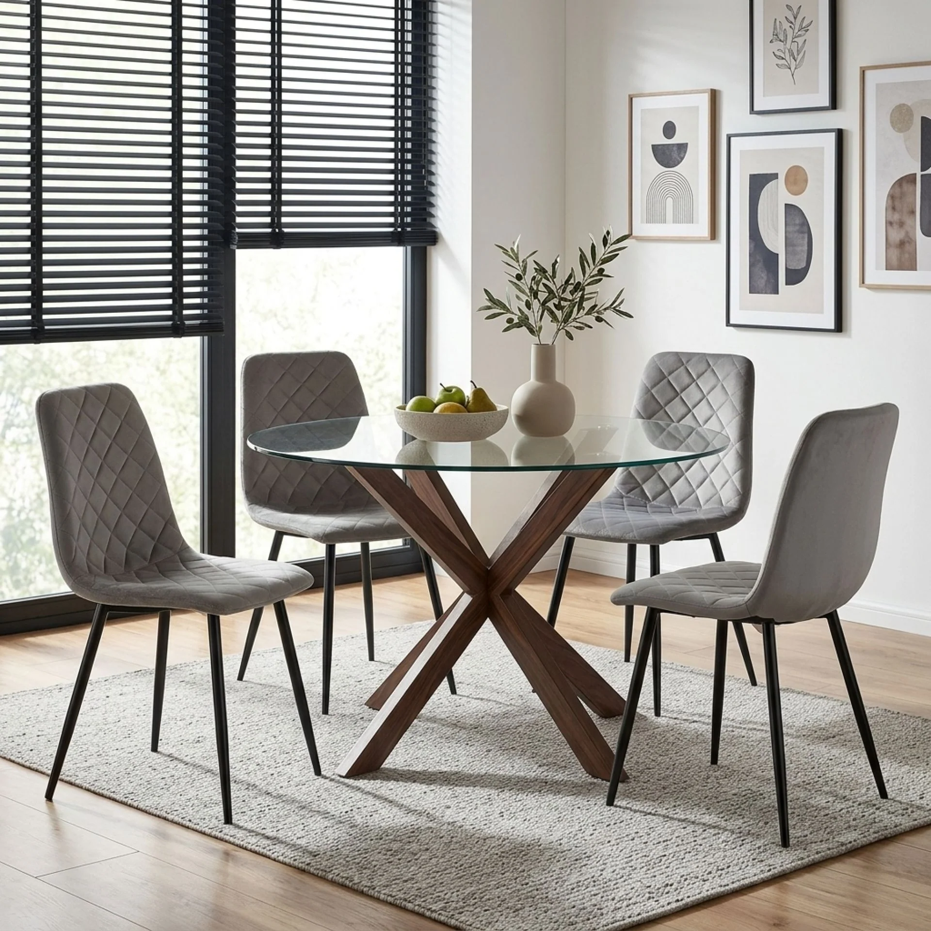 Fika Velvet Dining Chair - Set of 4 - Grey - Image 3