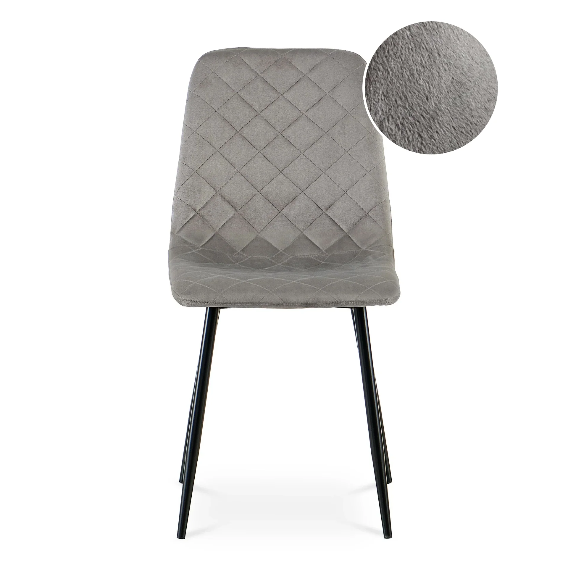 Fika Velvet Dining Chair - Set of 4 - Grey - Image 6