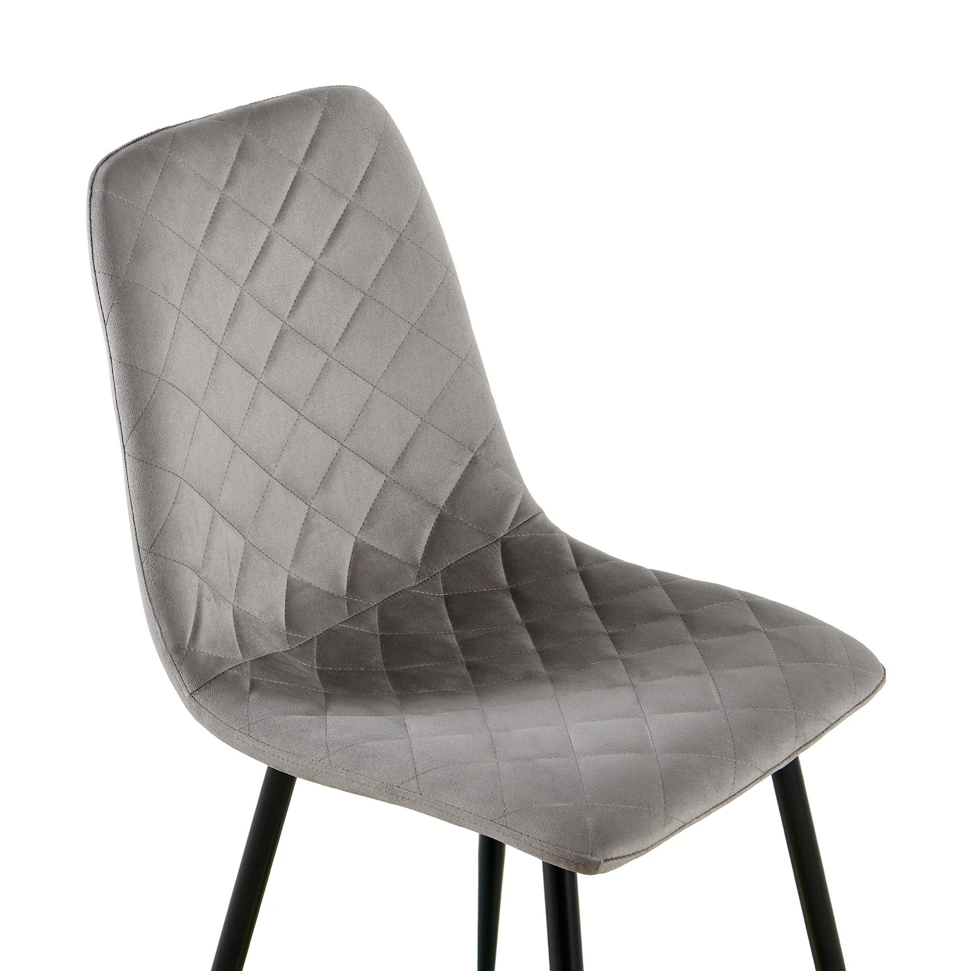 Fika Velvet Dining Chair - Set of 4 - Grey - Image 9