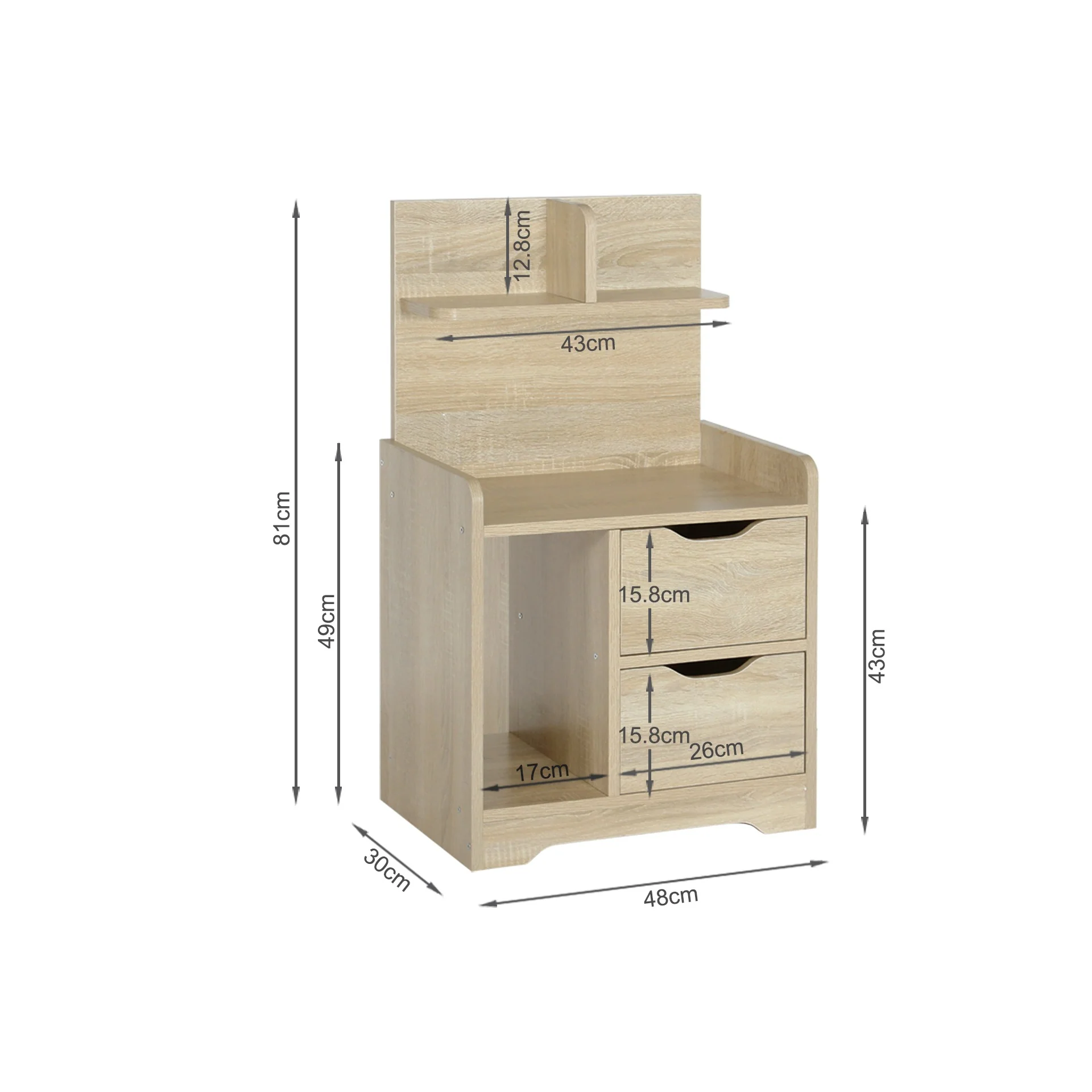 FINN Bedside Table with Shelves - Oak - Image 15