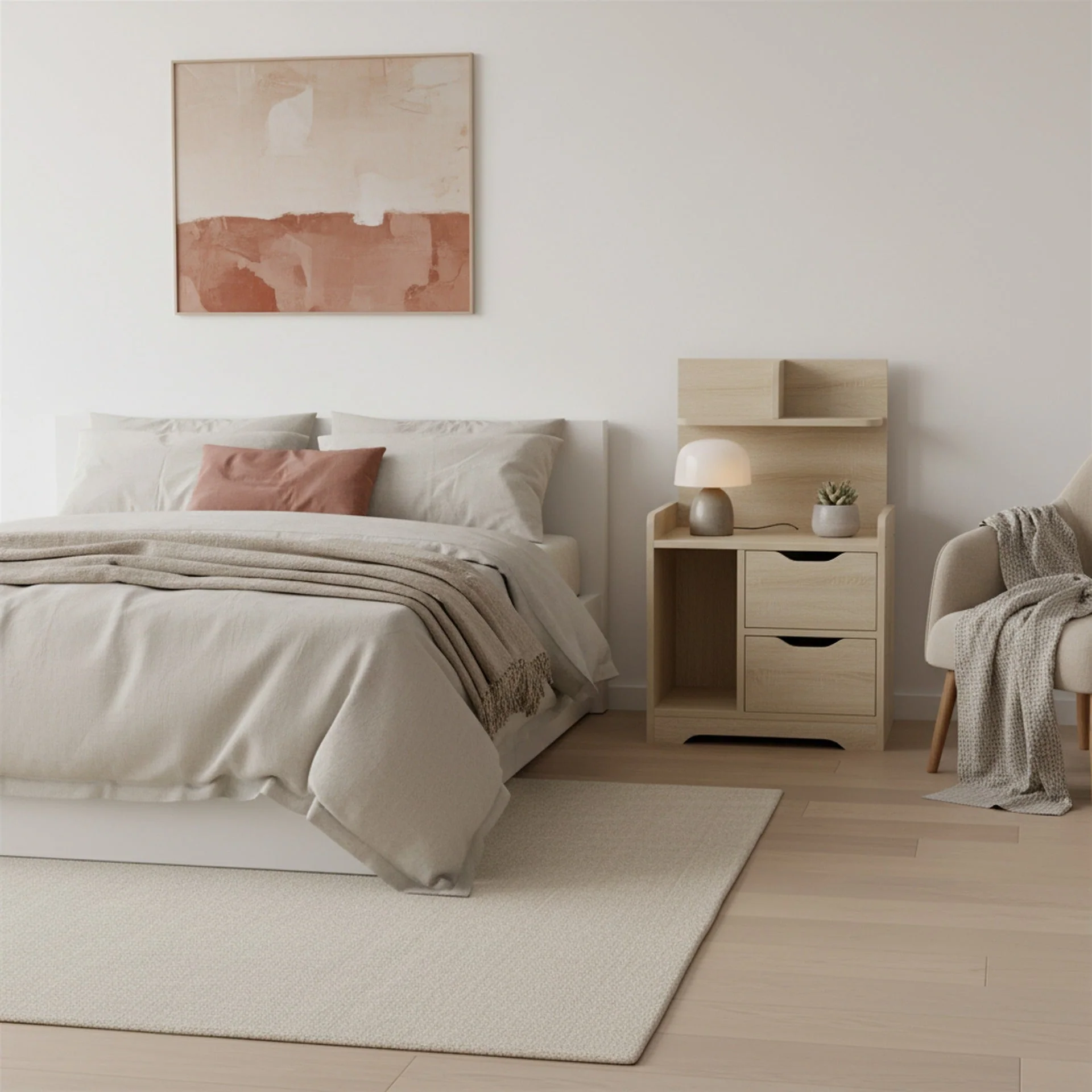 FINN Bedside Table with Shelves - Oak - Image 4