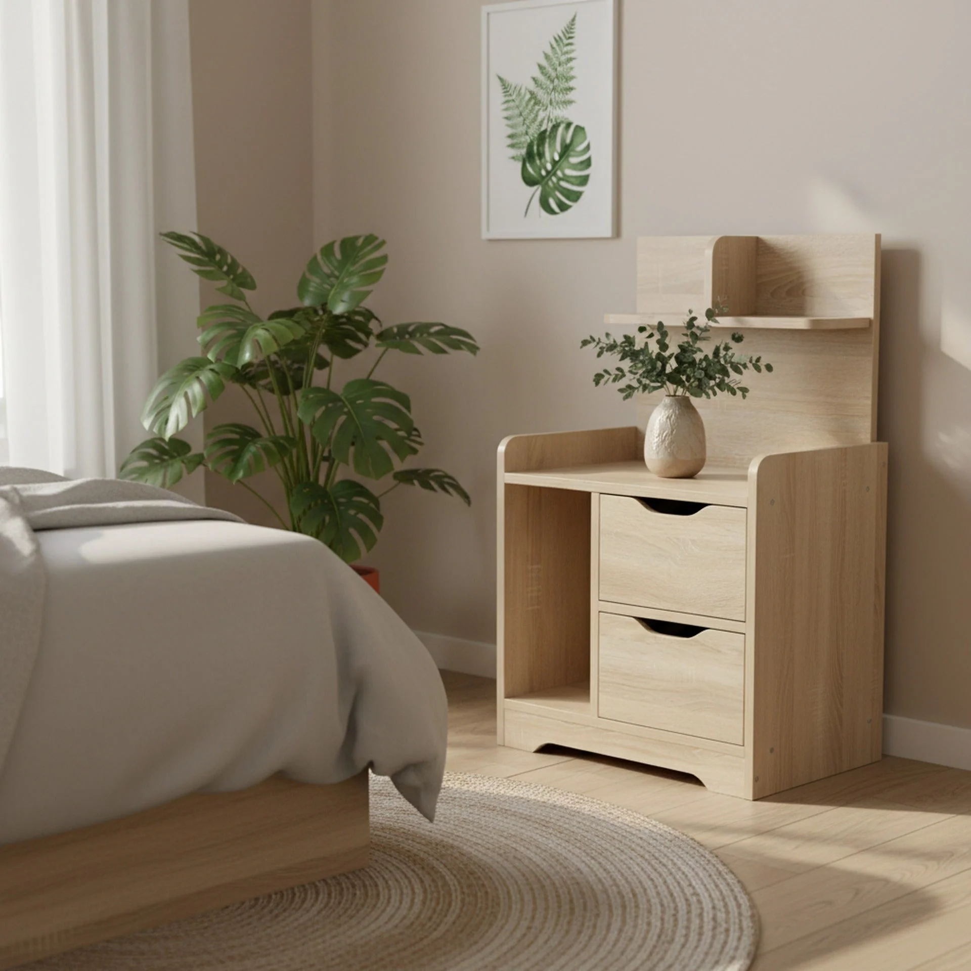 FINN Bedside Table with Shelves - Oak - Image 5
