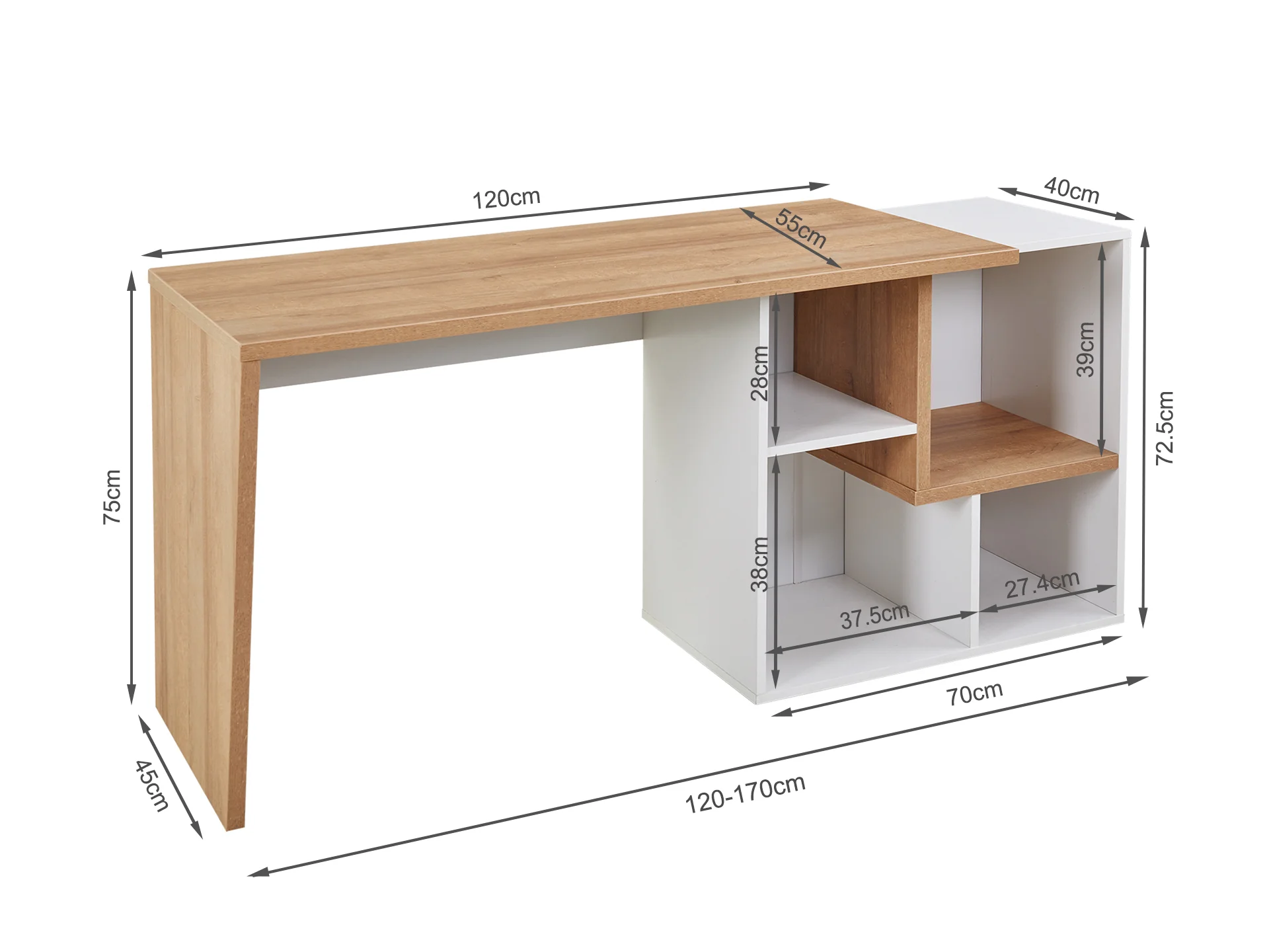 Flynn 170cm Computer Desk - Oak - Image 11
