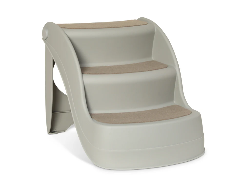 Folding 3 Steps Pet Stairs - Grey - Image 3