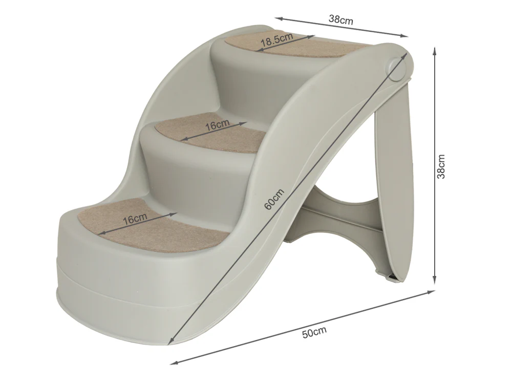 Folding 3 Steps Pet Stairs - Grey - Image 8