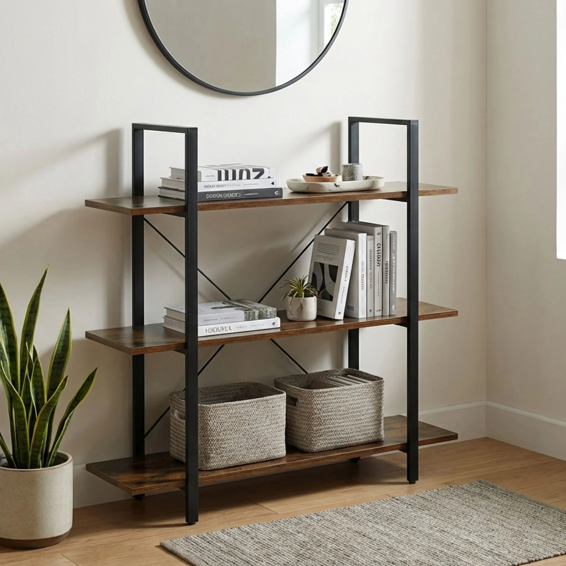 Forge 3 Tier Bookshelf - Rustic Brown - Image 6