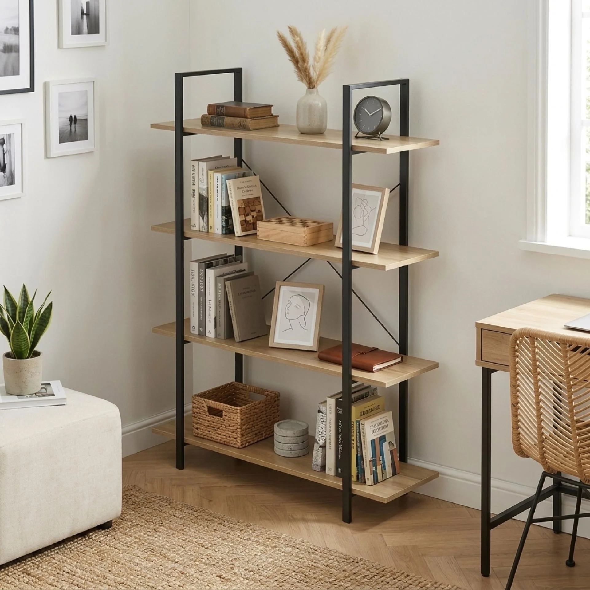 Forge 4-Tier Bookshelf - Natural