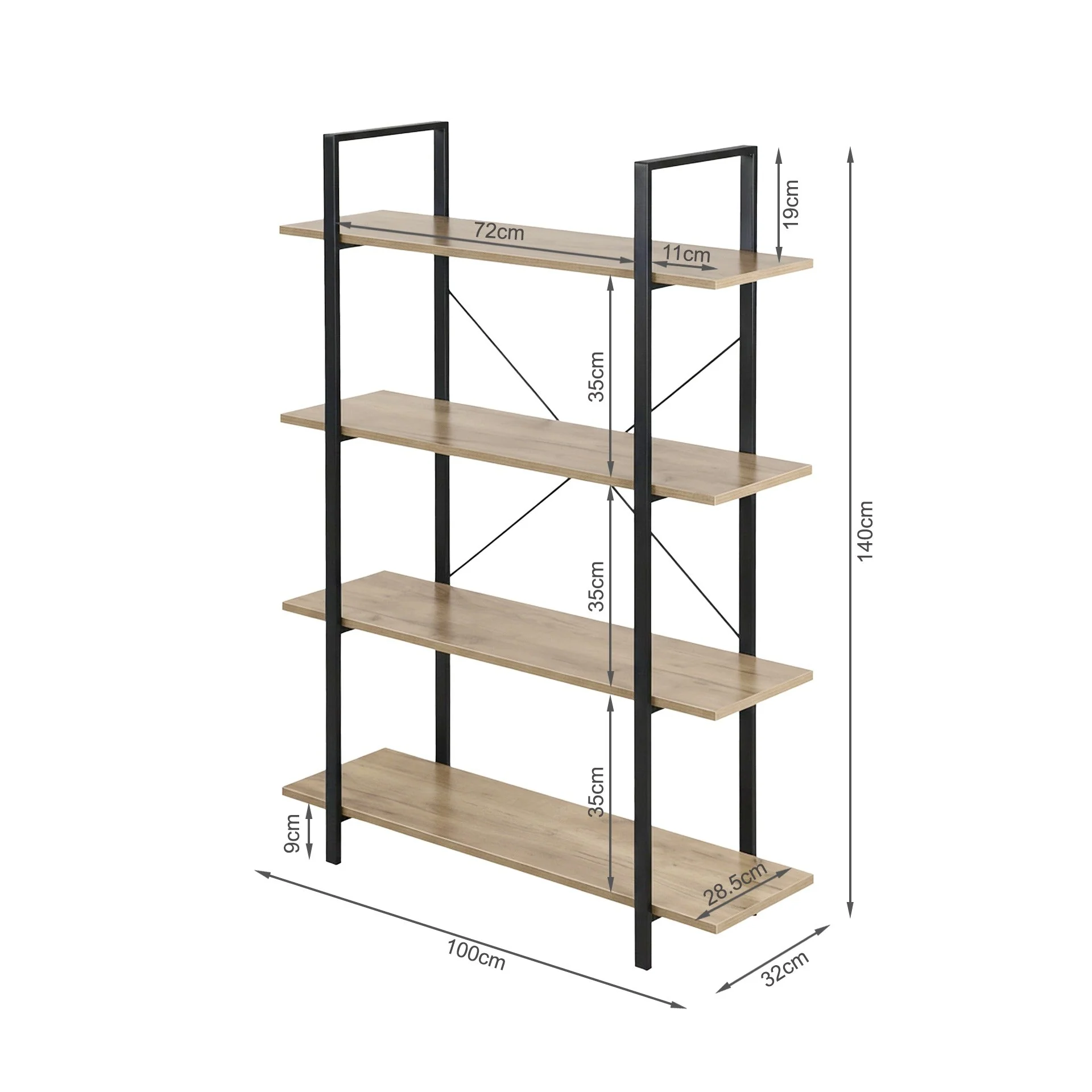Forge 4-Tier Bookshelf - Natural - Image 10