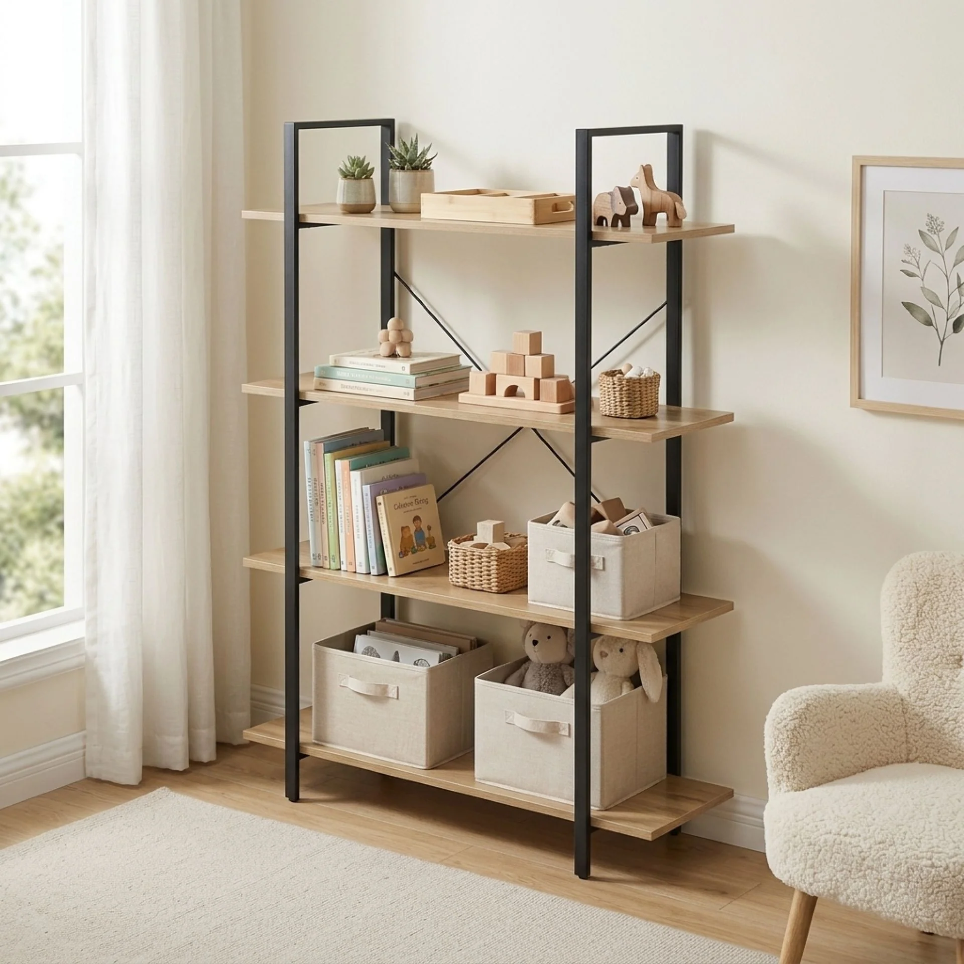 Forge 4-Tier Bookshelf - Natural - Image 3