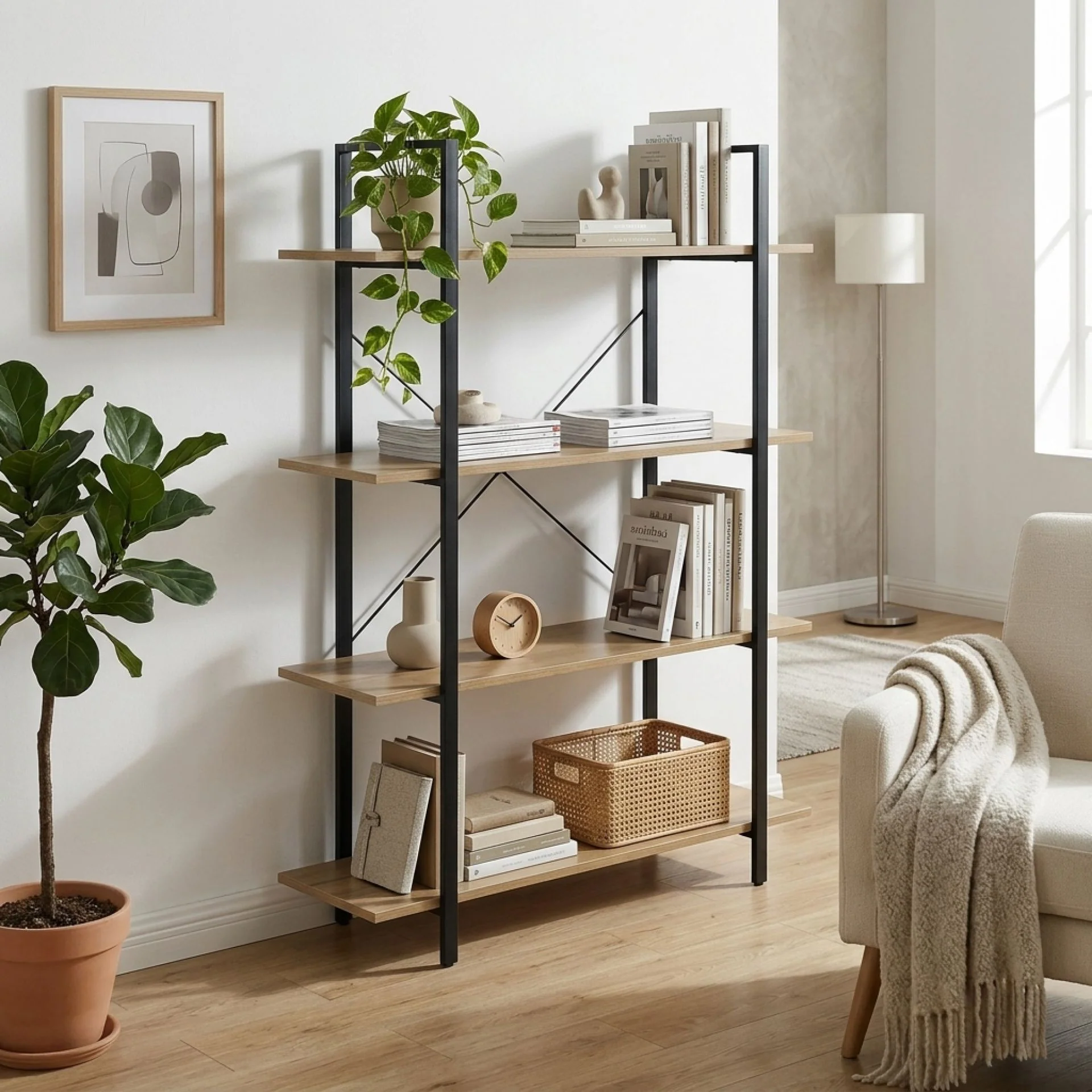 Forge 4-Tier Bookshelf - Natural - Image 4
