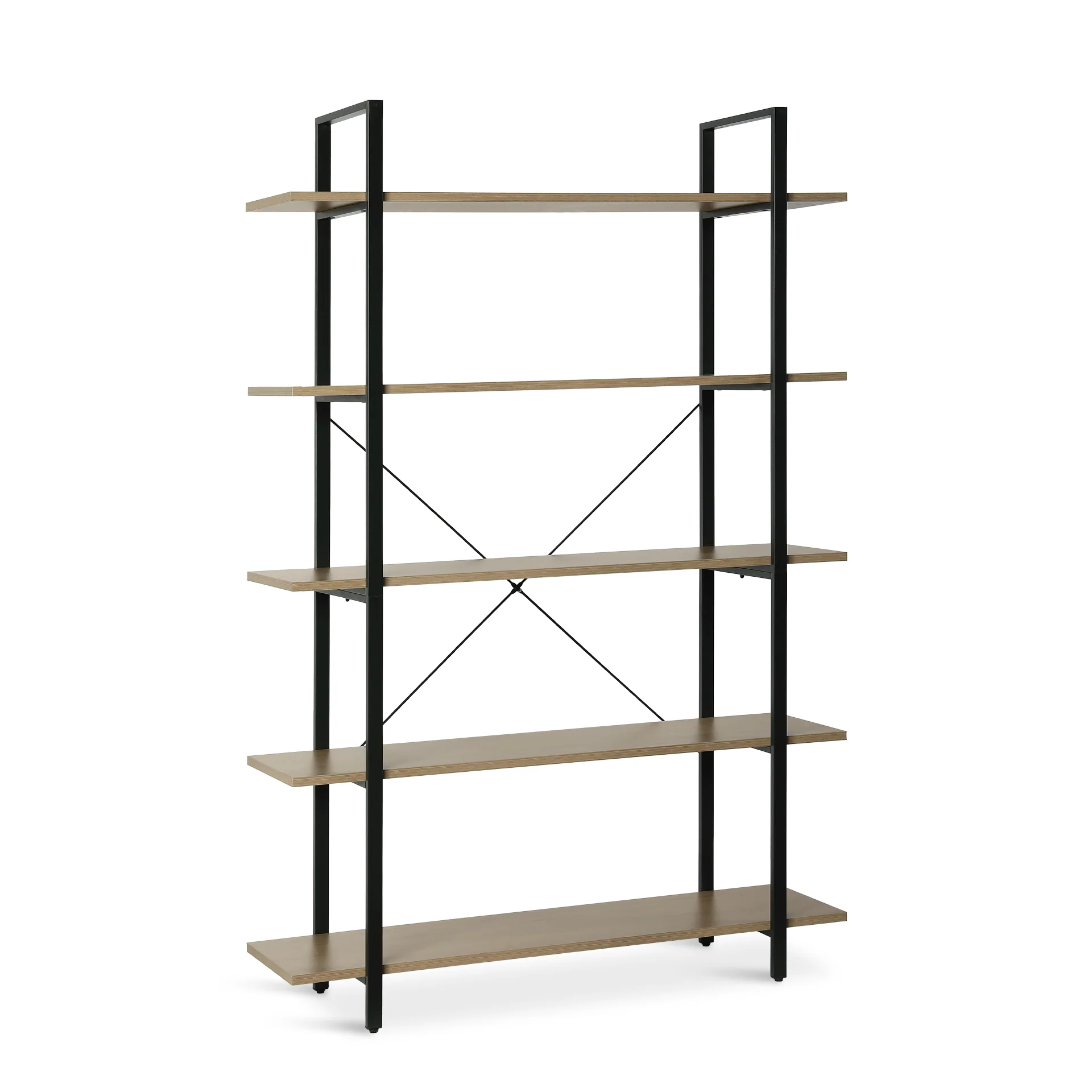 Forge 5 Tier Bookshelf - Light Grey Wood - Image 6