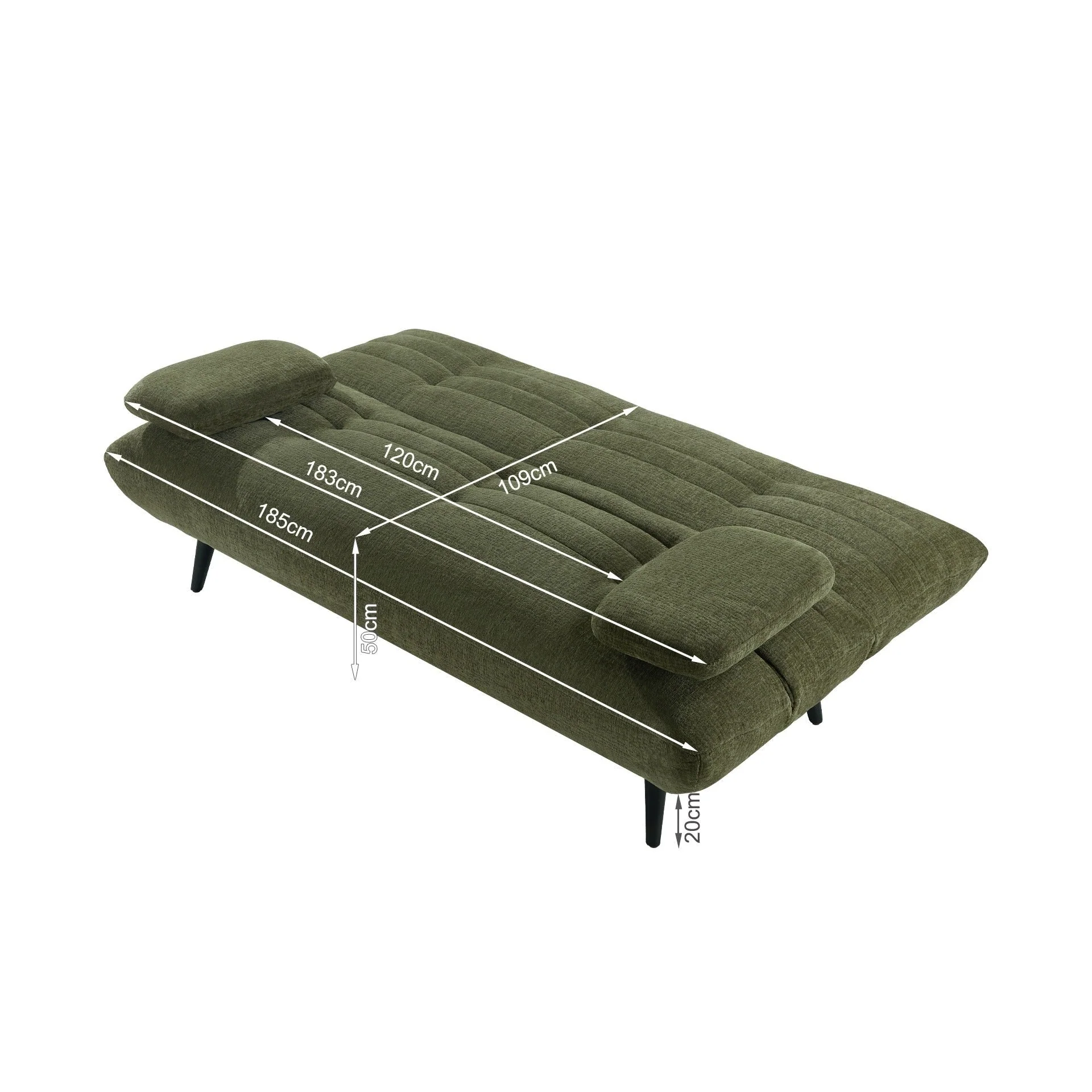 Fowey 3 Seater Sofa Bed - Green - Image 17