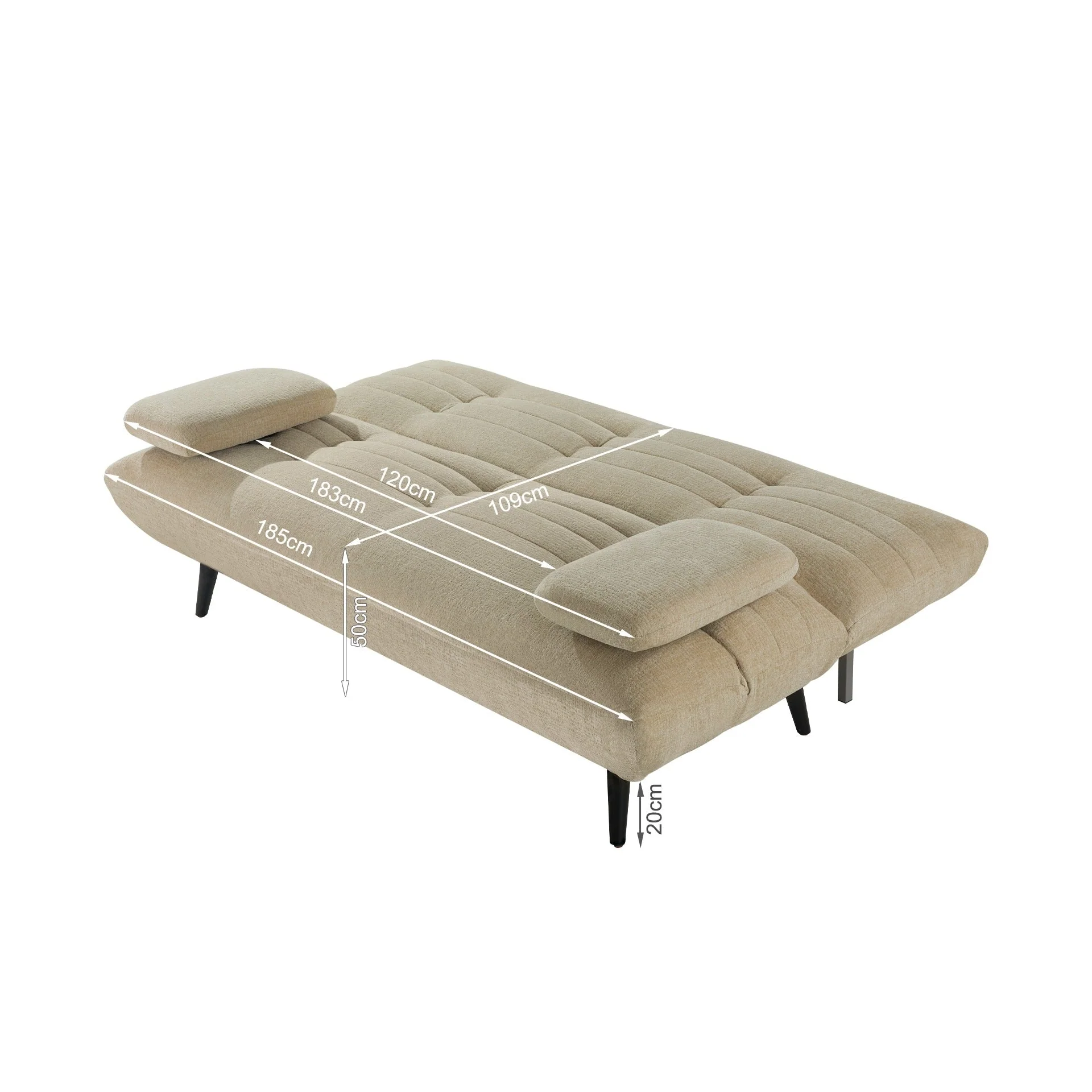 Fowey 3 Seater Sofa Bed - Taupe - Image 15