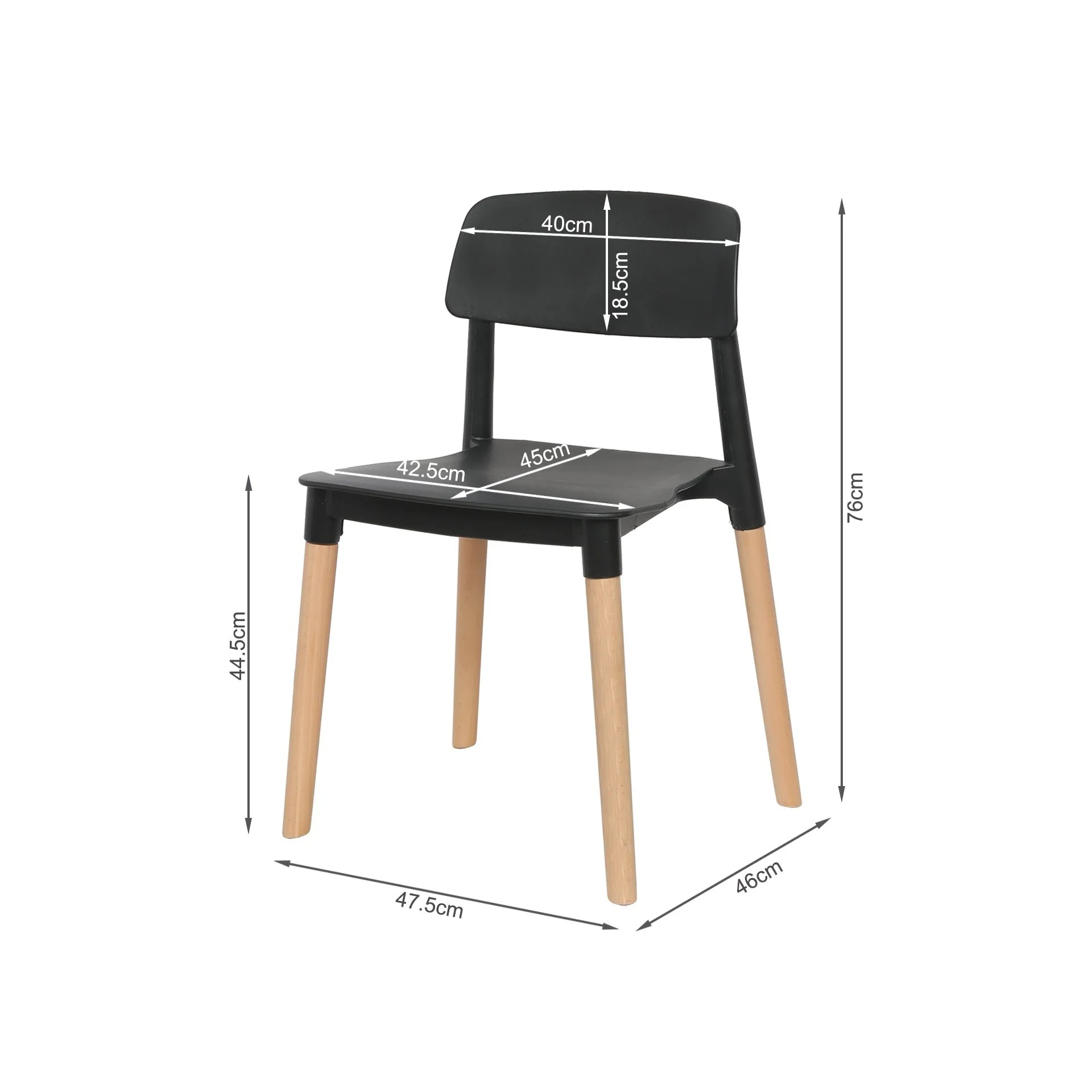 Fox Dining Chair - Set of 4 - Black - Image 9