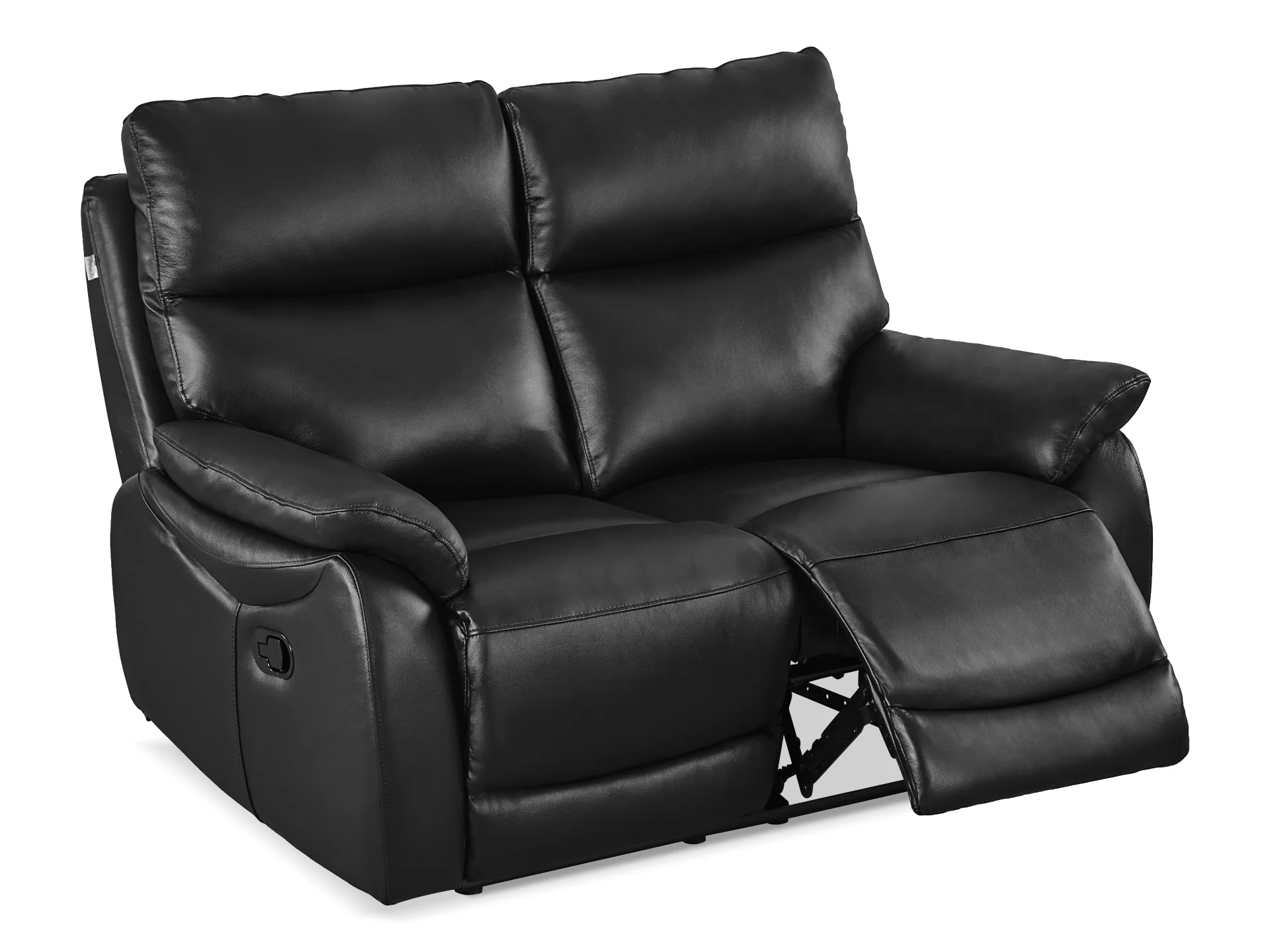 Foxton Full Leather 2 Seater Recliner Sofa - Black - Image 6
