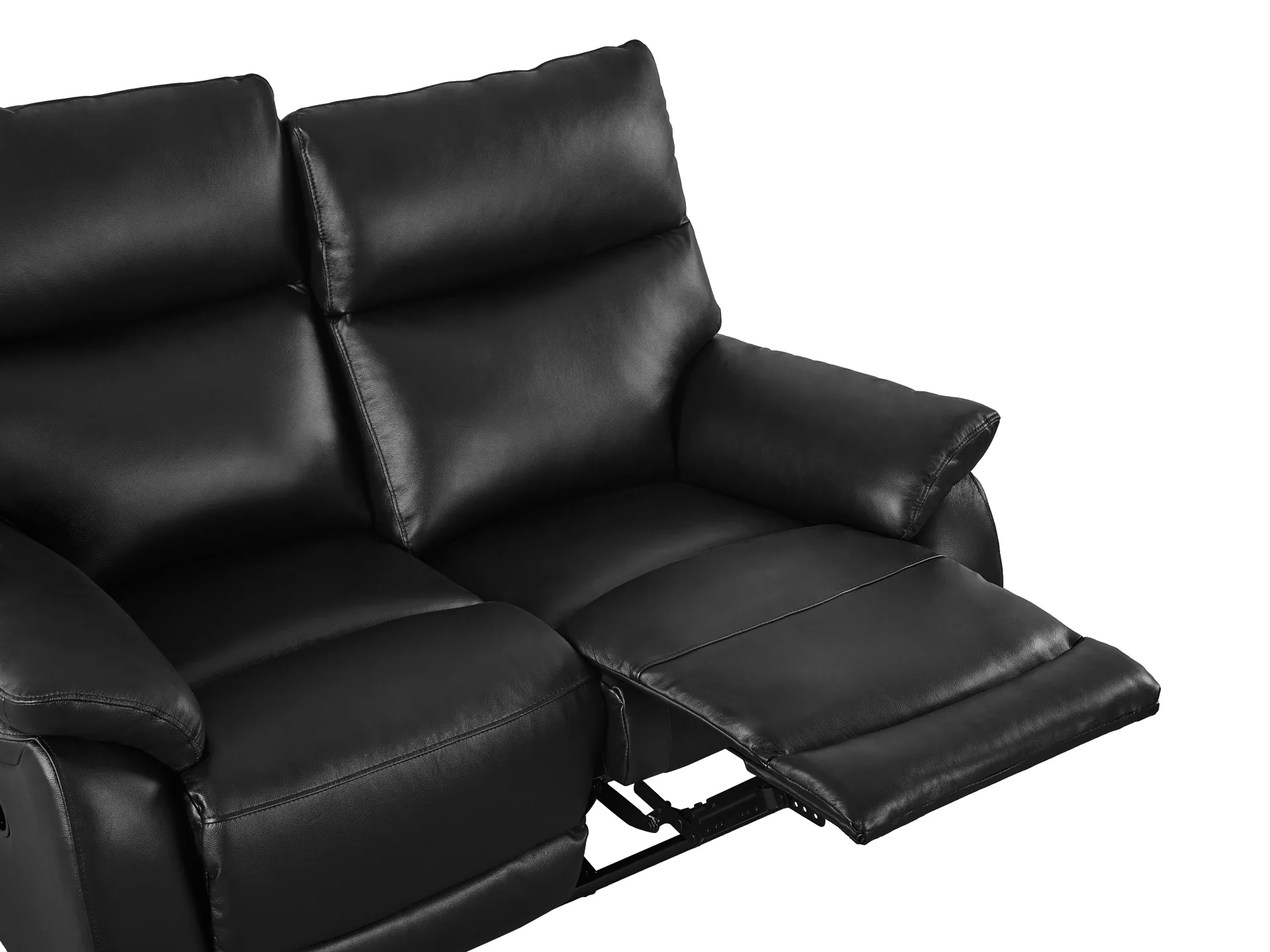 Foxton Full Leather 2 Seater Recliner Sofa - Black - Image 7