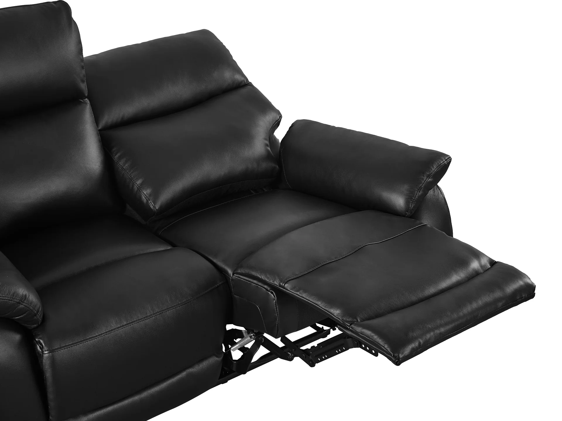 Foxton Full Leather 2 Seater Recliner Sofa - Black - Image 8