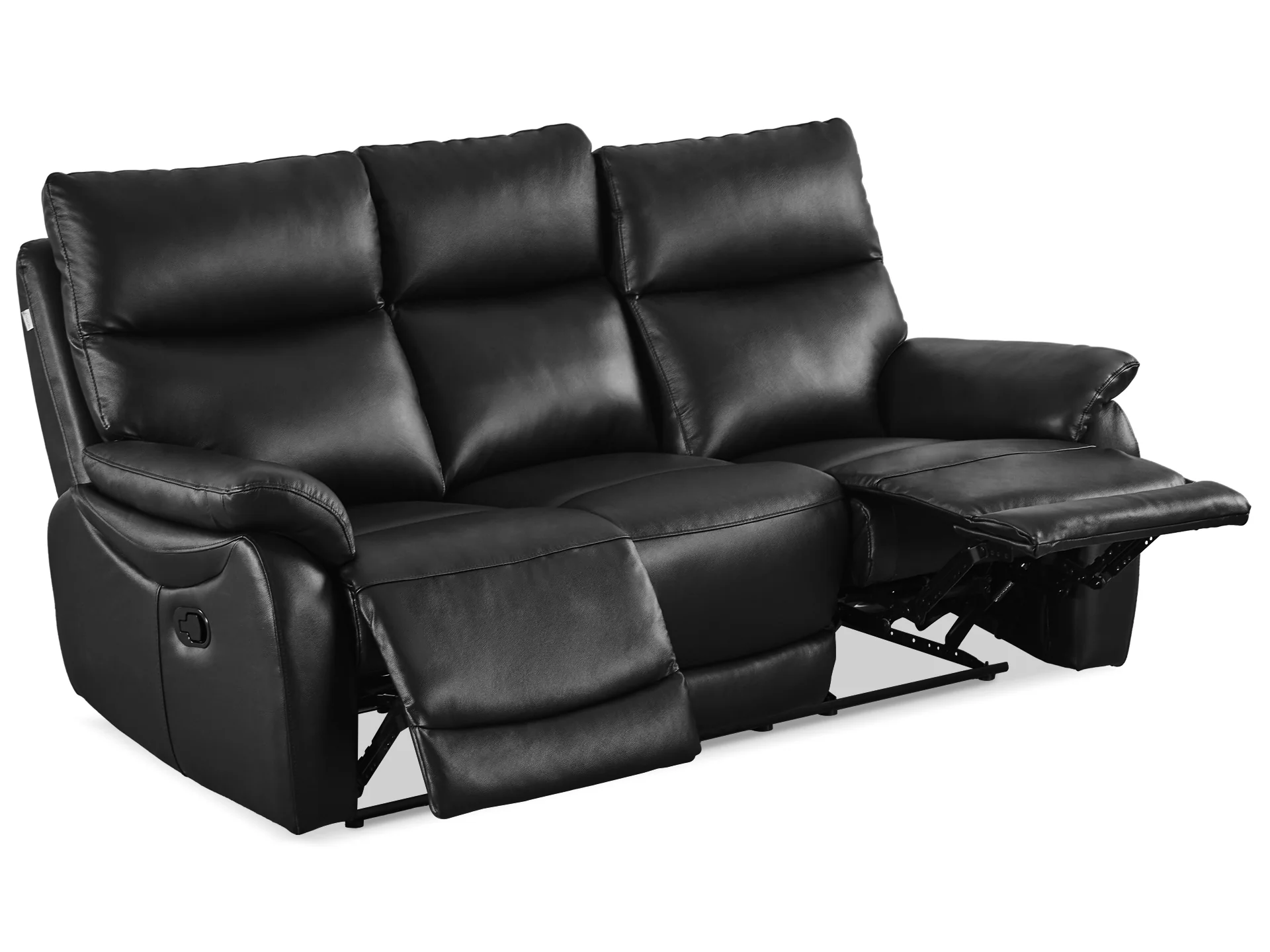 Foxton Full Leather 3 Seater Recliner Sofa - Black - Image 6